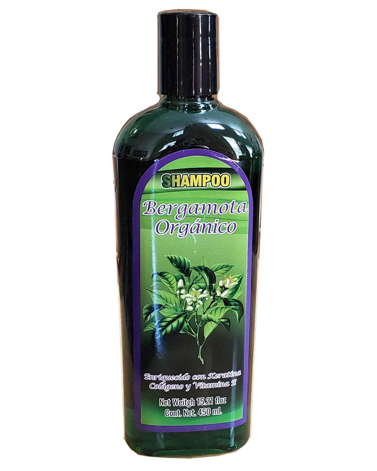 Organic Bergamot Shampoo 15.21 fl oz - Enriched with Keratin, Collagen & Vitamin E for Damaged Hair Repair & Scalp Nourishment - Perfect for Dry, Frizzy Hair Care Routine
