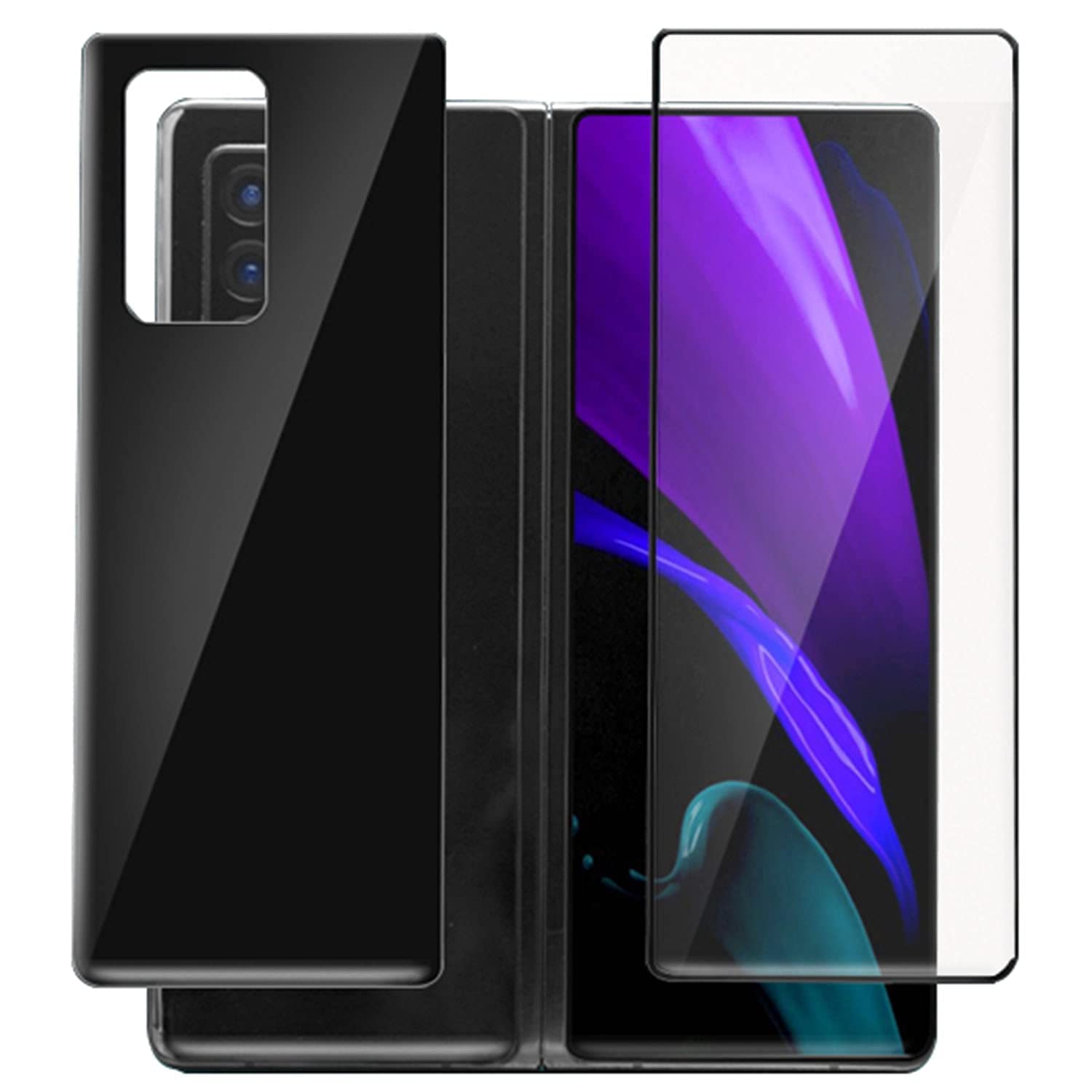 4-Pack Full Coverage Tempered Glass Screen Protector for Samsung Galaxy Z Fold 2 5G - 2 Front & Back Protectors + 2 Camera Lens Protectors | Anti-Scratch, Bubble-Free Installation | Perfect for Work, Travel & Daily Protection