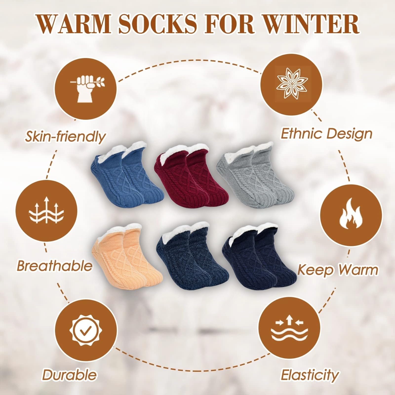Cozy Winter Socks for Women - Ultra Warm Thermal Snow Socks with Fuzzy Lining for Cold Weather - Perfect for Snowboarding, Skiing & Indoor Comfort