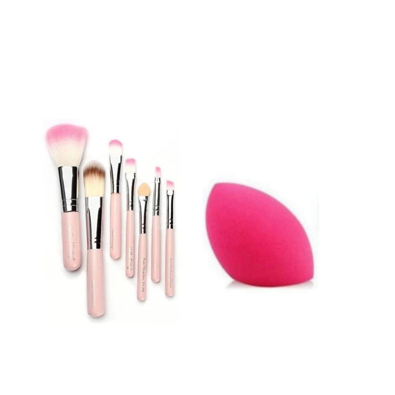 Premium 7-Piece Pink Makeup Brush Set with Cute Kitty Storage Case & Beauty Blender - Perfect for Women & Girls - Ideal for Travel, Home, and Professional Makeup Application