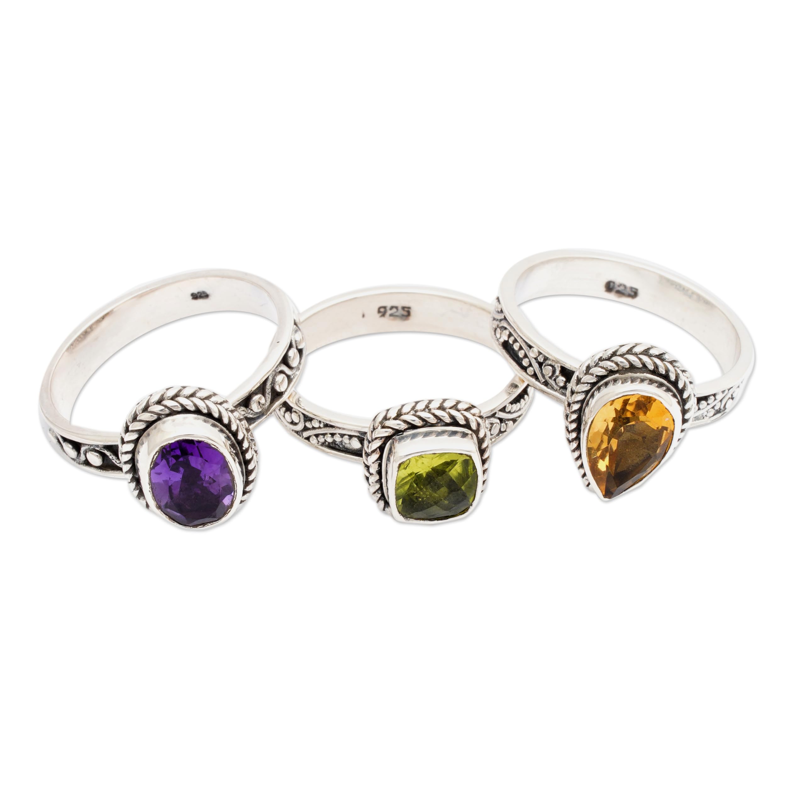 NOVICA Multi-Gem Peridot .925 Sterling Silver Ring 'Perfect Prism' - Elegant Handmade Jewelry for Women, Gift for Her, Anniversary, Birthday, Wedding, Special Occasions