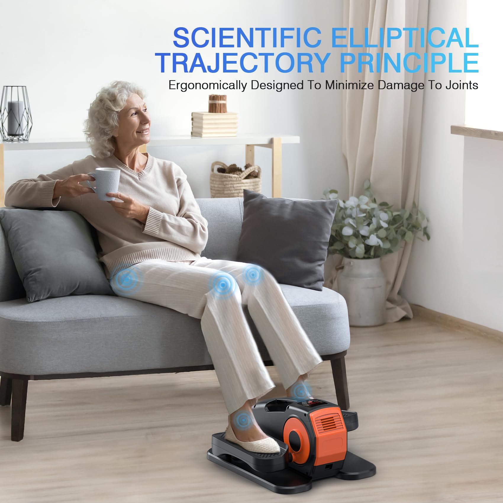 Under Desk Elliptical Machine - Quiet Electric Leg Exerciser for Seniors & Office Workers with 12 Adjustable Levels, Portable Seated Pedal Exerciser with Remote Control - Perfect for Home Office, Physical Therapy & Low-Impact Workouts
