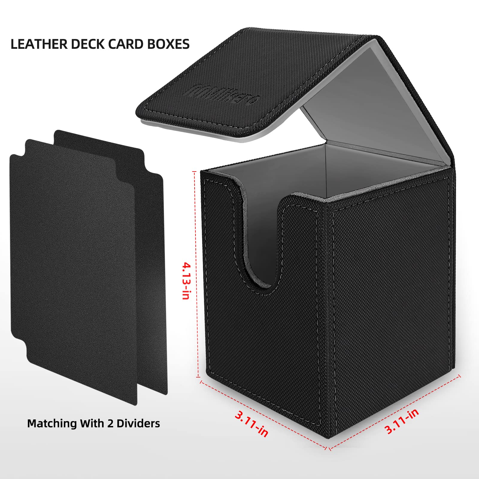 Mlikero 2 Pack Leather Magnetic Card Deck Box - Holds 200+ Single Sleeved MTG/TCG Cards with 2 Dividers | Premium Commander Deck Storage for Magic The Gathering, Pokemon & Trading Card Games | Perfect for Game Nights, Travel & Collectors