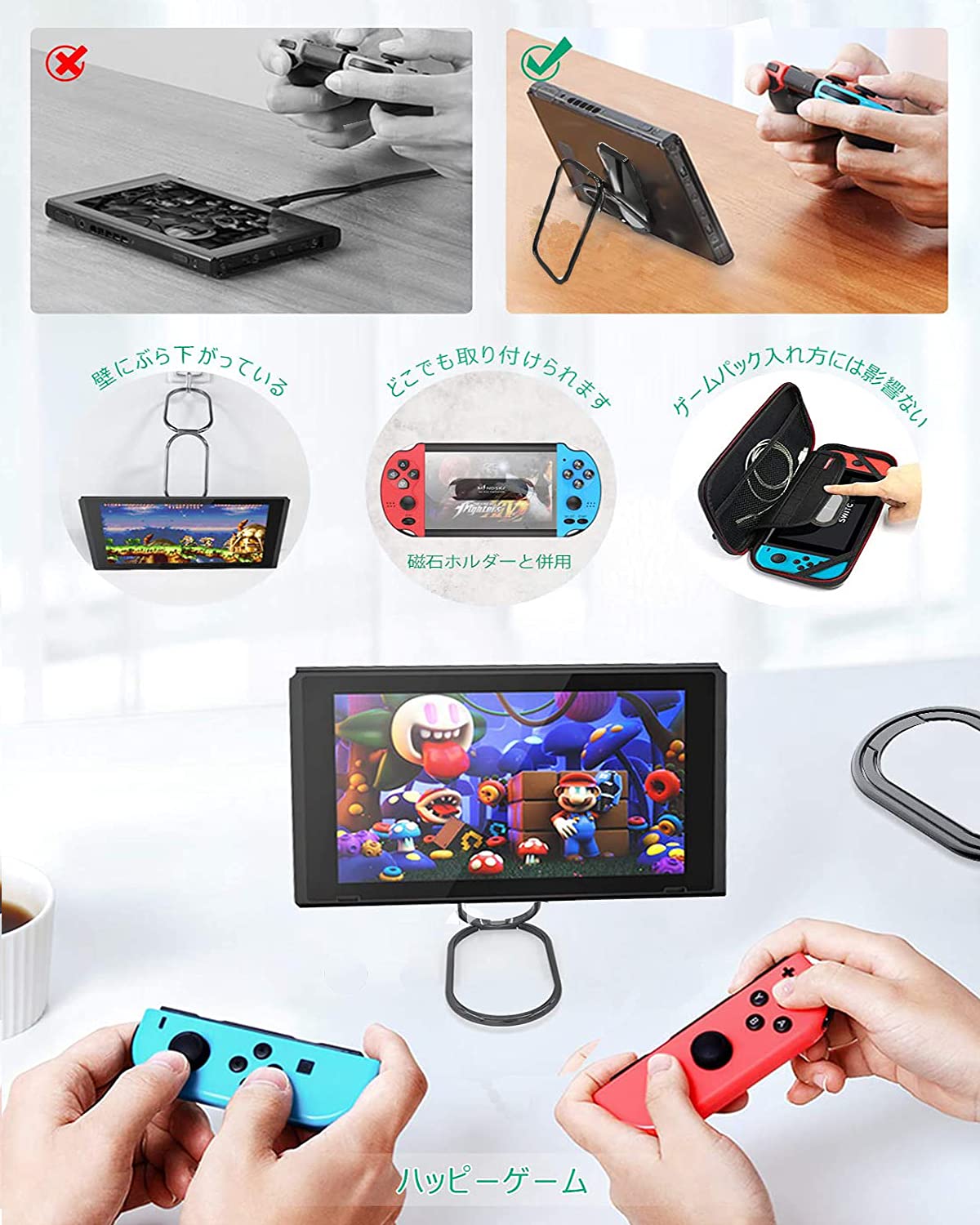Foldable & Detachable Phone Ring Holder Kickstand - Universal Phone Grip Stand for iPhone, Samsung & Smartphones - Perfect for Watching Videos, Taking Selfies & Secure One-Handed Use