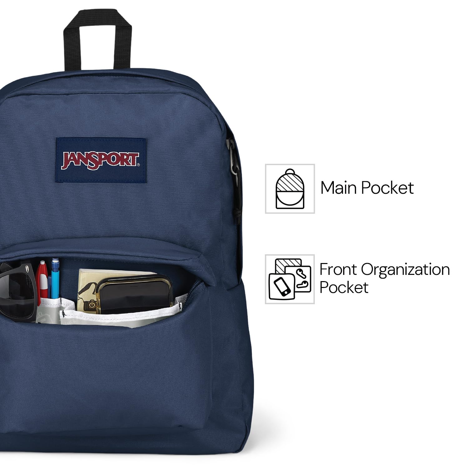 JanSport SuperBreak One Backpack - Durable & Lightweight School Backpack with 1 Main Compartment & Front Utility Pocket - Built-in Organizer for College, Travel & Everyday Use - Premium Bookbag for Students & Professionals
