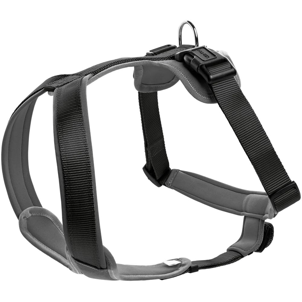 HUNTER Neoprene Dog Harness for Large Dogs - X-Large Size, Black/Grey - Adjustable & Comfortable Pet Vest for Walking, Hiking & Outdoor Adventures