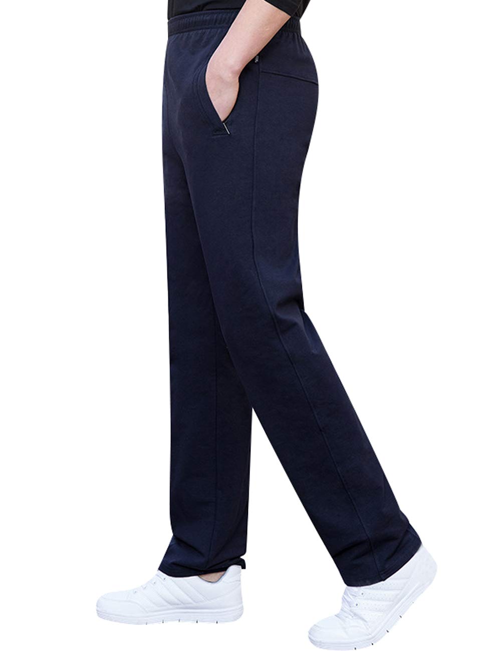 Zoulee Men's Open-Bottom Jogger Sweatpants with Zip Pockets - Comfortable Athletic Pants for Running, Gym & Lounge Wear