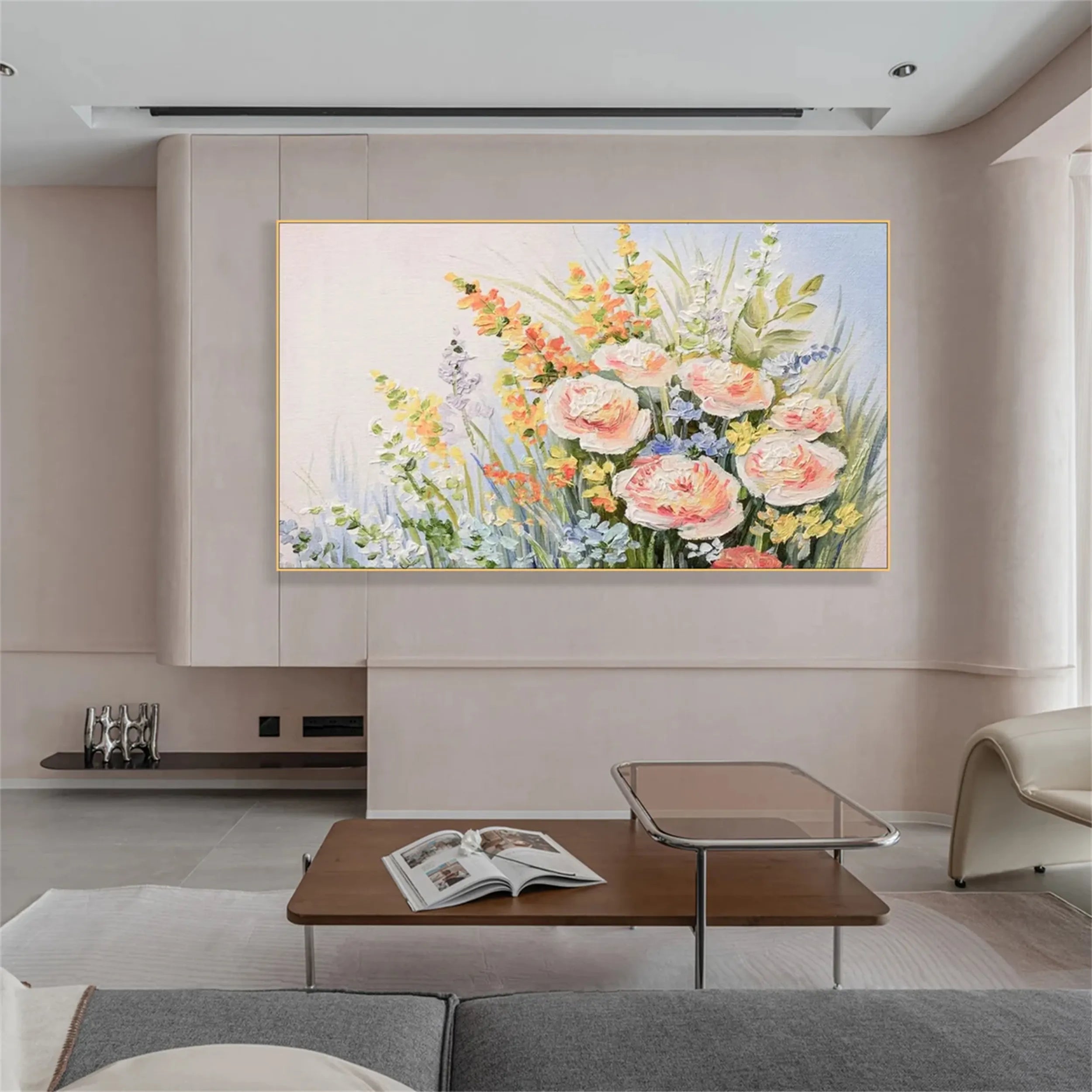 Beautiful Flower and Tree Painting #FT050 - Handmade Canvas Art for Home Decor, Living Room, Bedroom & Office Wall