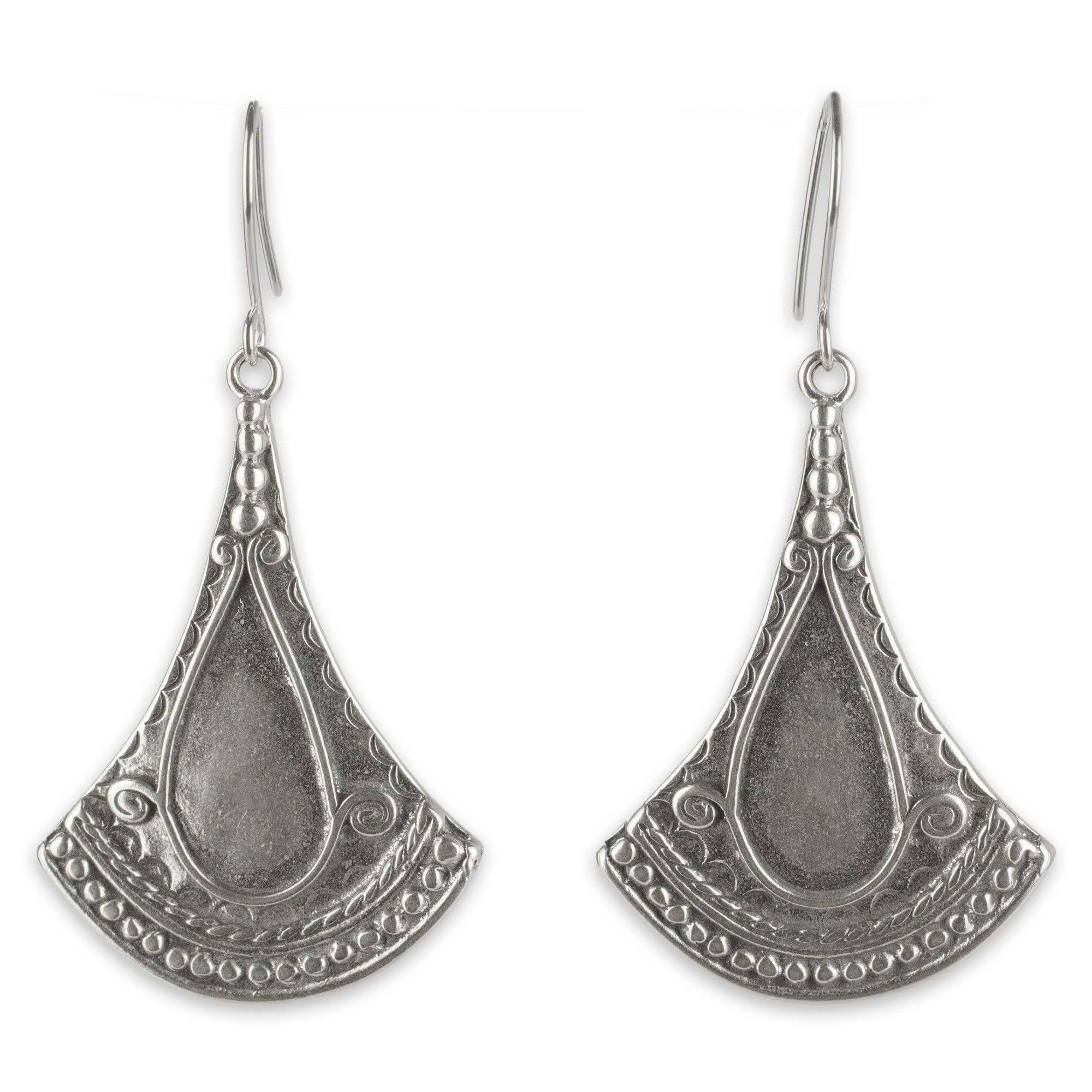 Handmade Sterling Silver Dangle Earrings - Hypoallergenic French Hook Earrings with Fan Design | Nickel-Free Mexican Artisan Jewelry | Perfect for Parties, Weddings & Special Occasions