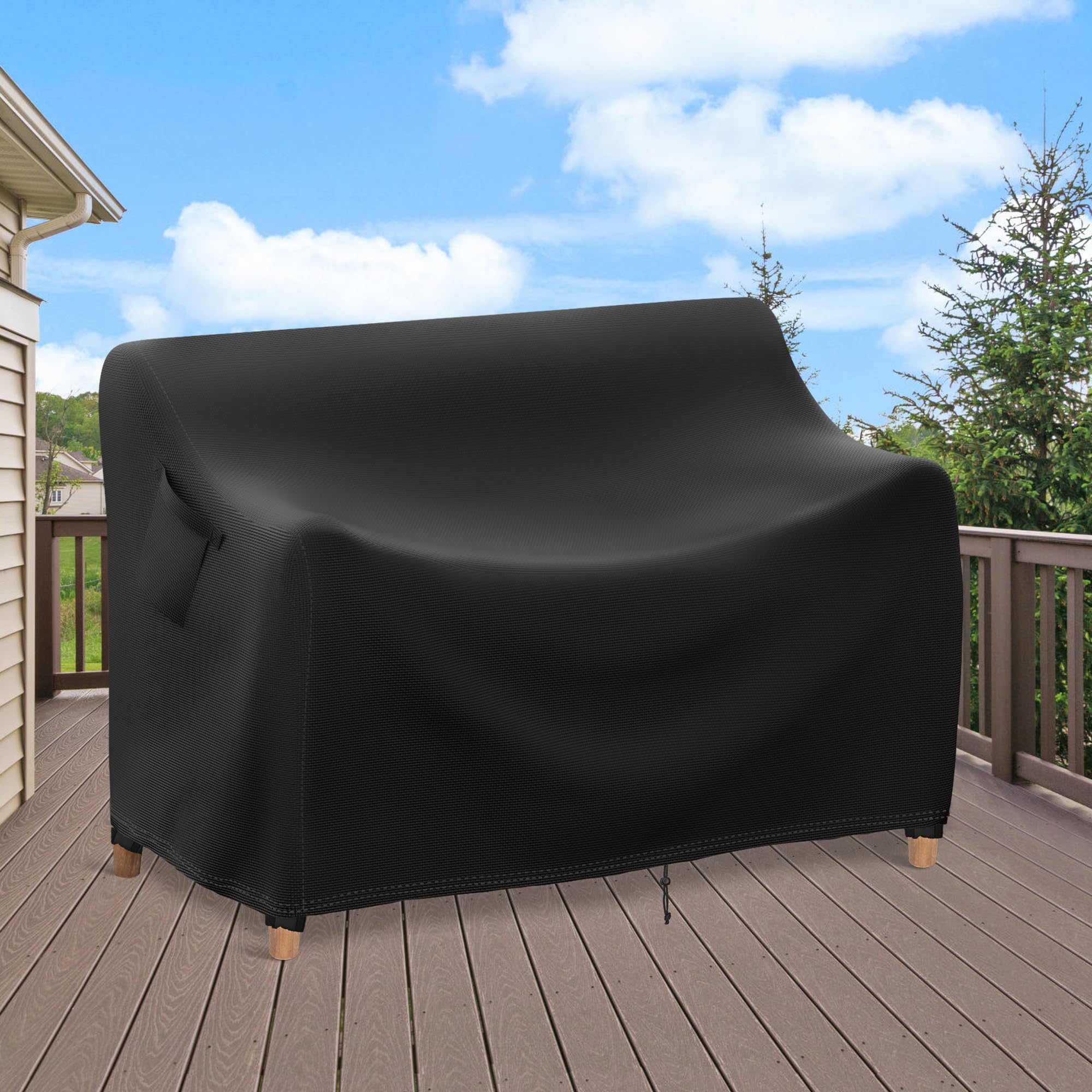 Heavy Duty 900D Waterproof Outdoor Furniture Cover - Patio Sofa, Loveseat, 2-Seater Bench & Table Protector with Air Vents & Handles (53
