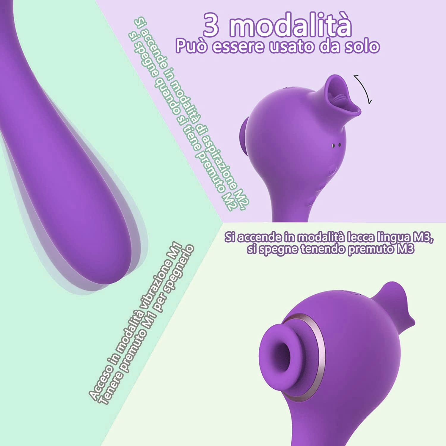 3 in 1 G-Spot Vibrator for Women - 10 Vibration Modes with Licking & Suction Function - Clitoral Stimulator & Dildo - Perfect Couples Sex Toy for Romantic Nights & Solo Play