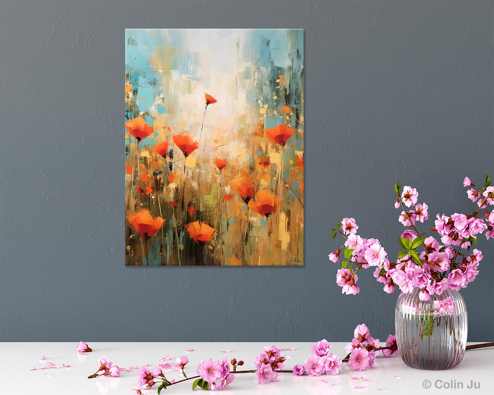 Abstract Flower Acrylic Painting on Canvas - Handmade Modern Wall Art for Bedroom Decor, Living Room & Office | Original Floral Artwork