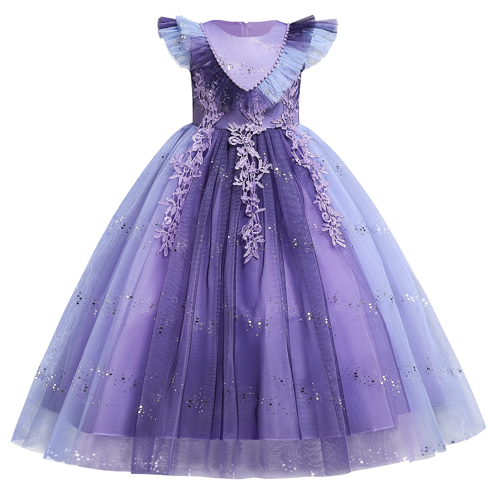 Sparkly Flower Girl Dress for Toddlers - Glitter Sequins Princess Pageant Gown with Gradient Floral Design for Weddings, Birthday Parties & Special Occasions