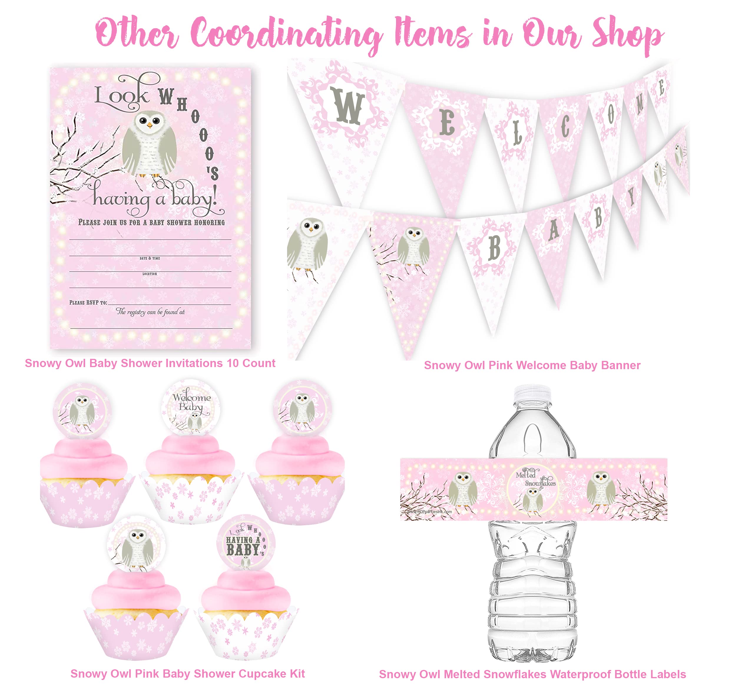 Snowy Owl Cupcake Toppers and Wrappers Set - 24pcs Winter Baby Shower Decorations - Blue Owl Theme Party Supplies for Baby Showers, Birthdays & Winter Celebrations
