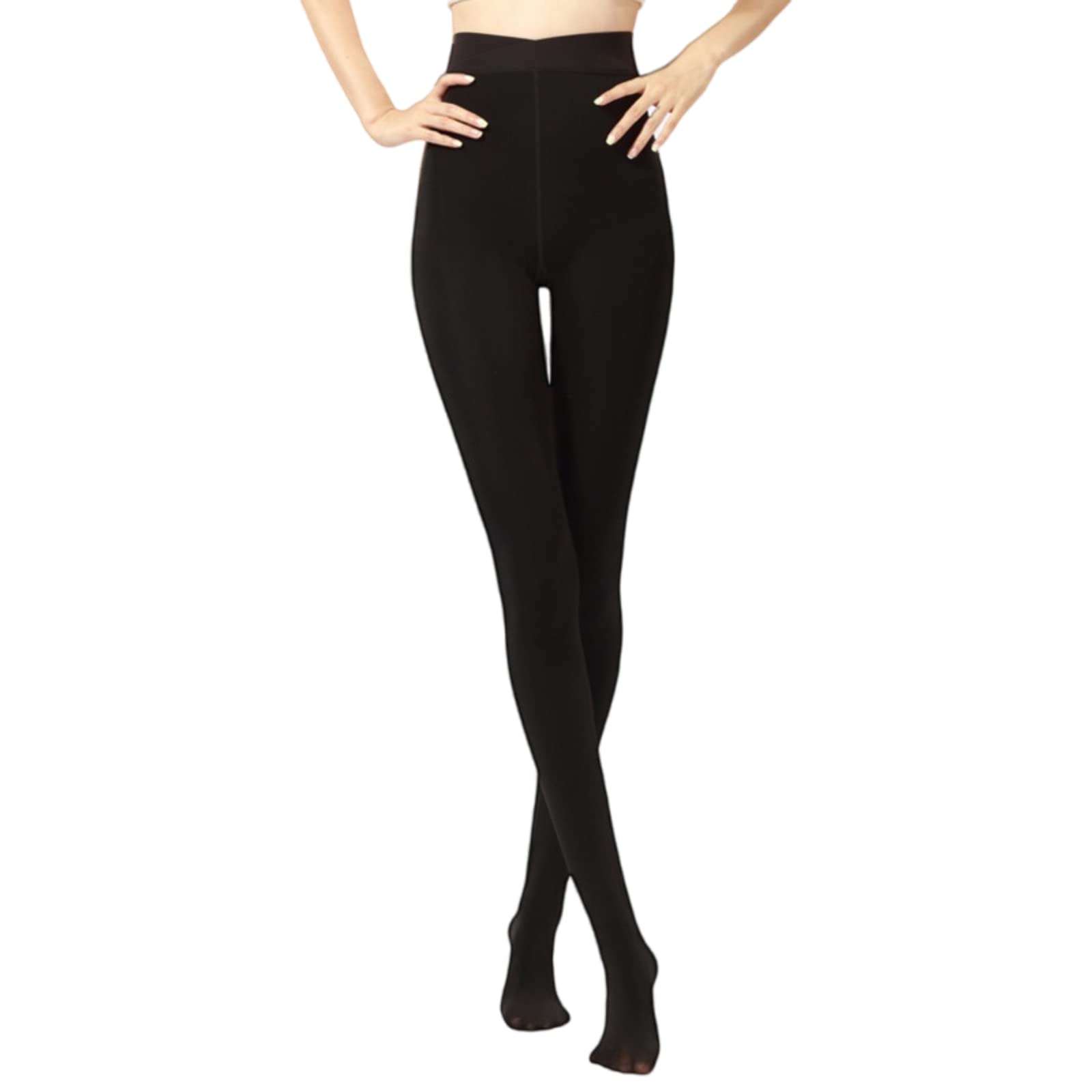 Women's Fleece Lined Tights - Control Top Tummy Shaping Opaque Thermal Winter Leggings | High Waist Warm Plush Stockings for Cold Weather & Outdoor Activities