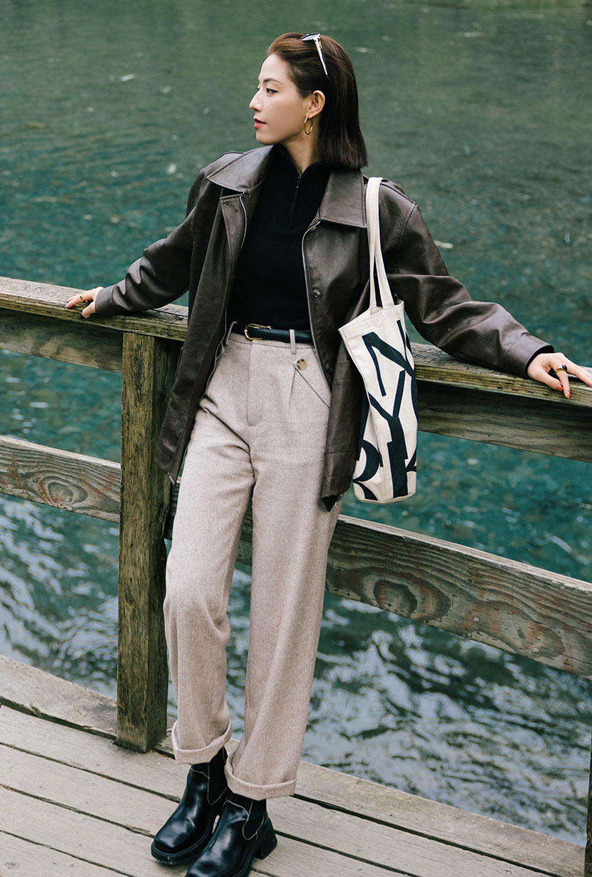 Reign Wool Pants for Women - Soft & Warm Oatmeal Color Winter Trousers - Perfect for Office, Travel & Casual Outfits