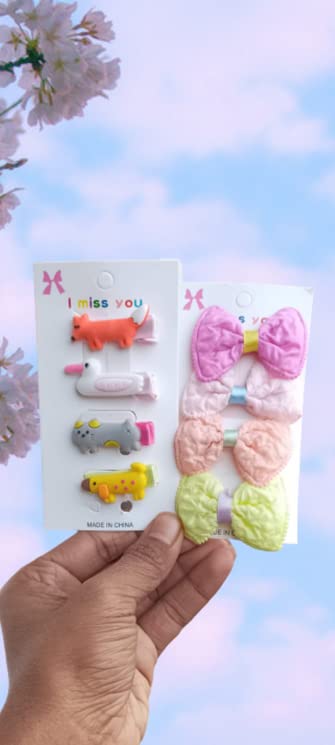 Stylish Unisex Hair Clips Set - 6 Pack Baby Bow Alligator Clips & Satin Scrunchies for Girls & Women | Perfect for School, Parties & Everyday Hair Accessories