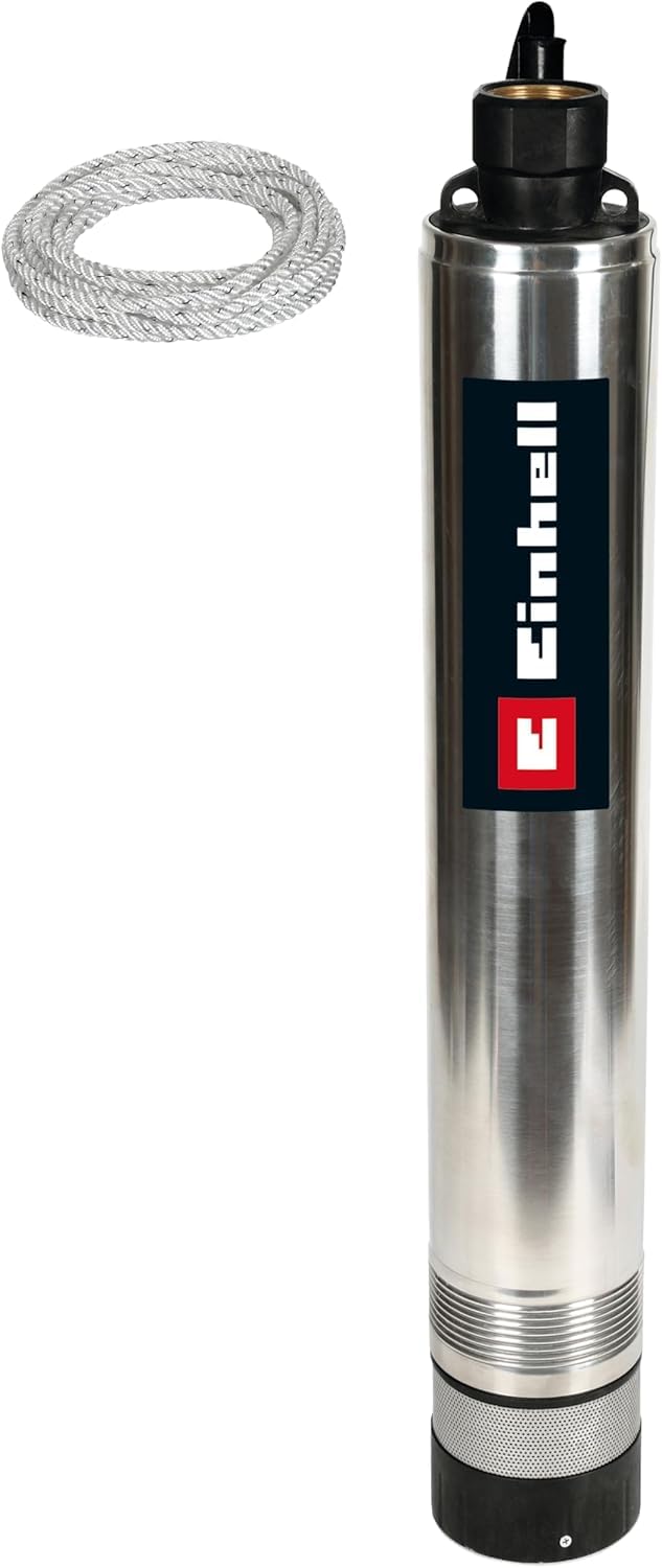 Einhell GC-DW 1000 N Submersible Deep Well Pump (1000W, Max Flow 6500 L/H, 45m Head, Max Immersion 19m, 6 Impellers) with 22m Rope - Ideal for Irrigation, Water Transfer & Flood Control in Farms, Gardens & Basements