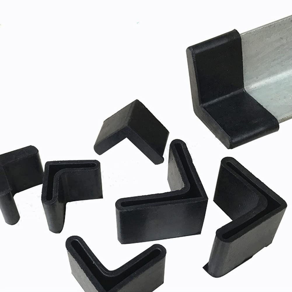 8-Piece Black L-Shaped Rubber Furniture Pads (63x63x3mm) - Angle Iron Foot Protectors for Tables, Chairs & Cabinets - Non-Slip, Scratch-Resistant Floor Guards for Home & Office Use