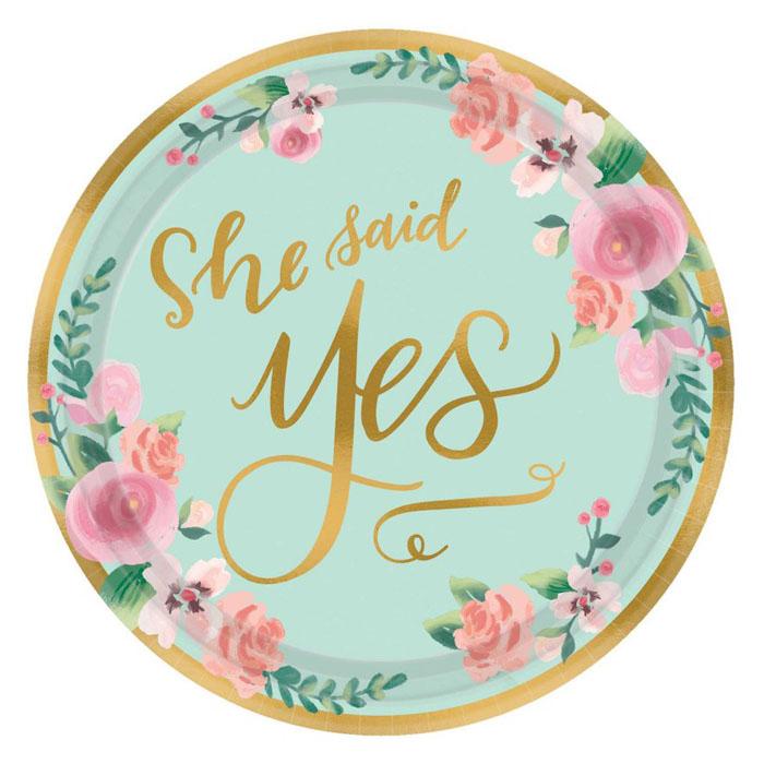 Mint Floral Bridal Shower Lunch Plates - Elegant Wedding Party Dinnerware for Bridal Showers, Baby Showers & Special Events