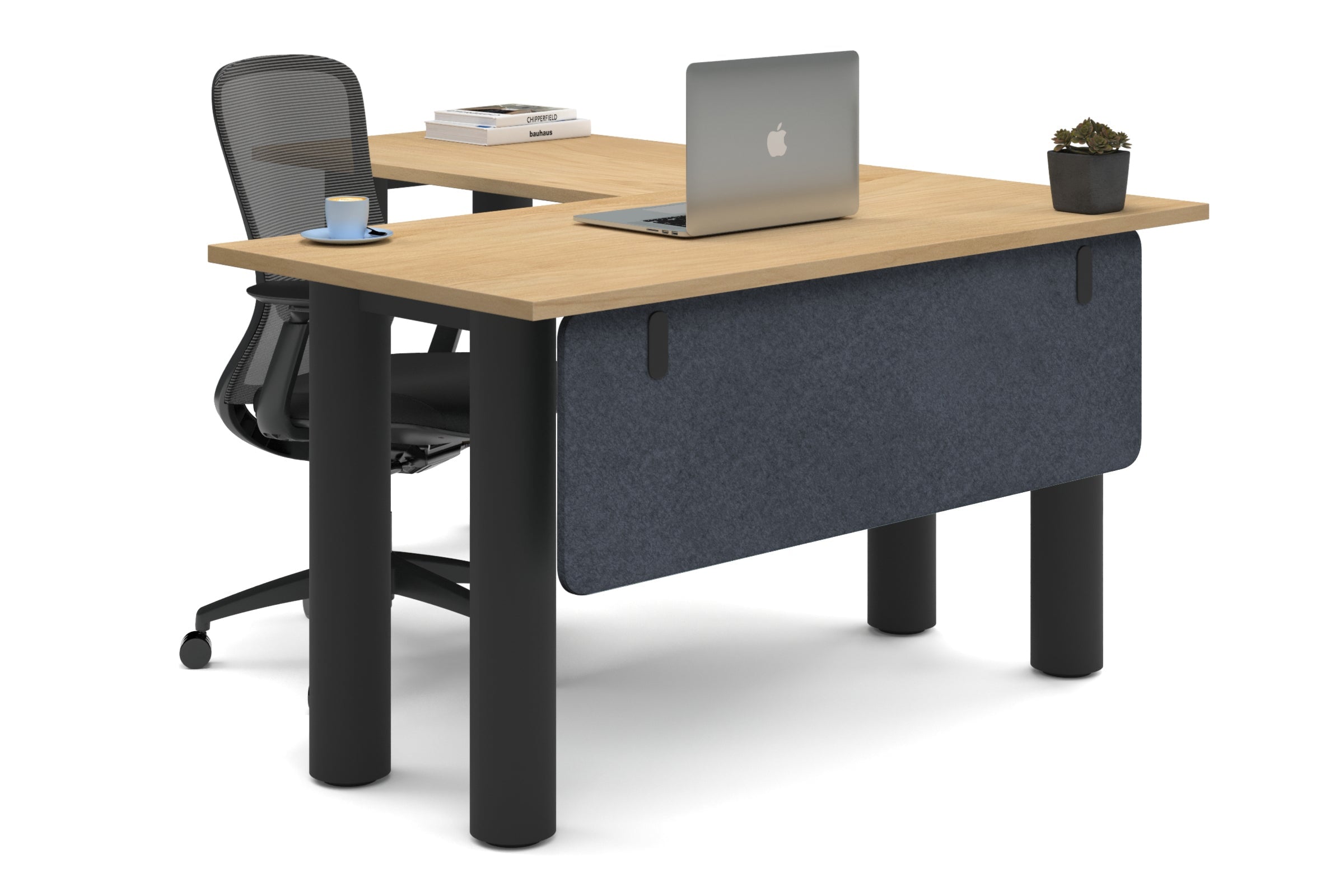 L-Shaped Corner Office Desk with Quadro Cylinder Legs - 1400L x 1700W - Perfect for Home Office, Gaming Setup & Workspace Organization
