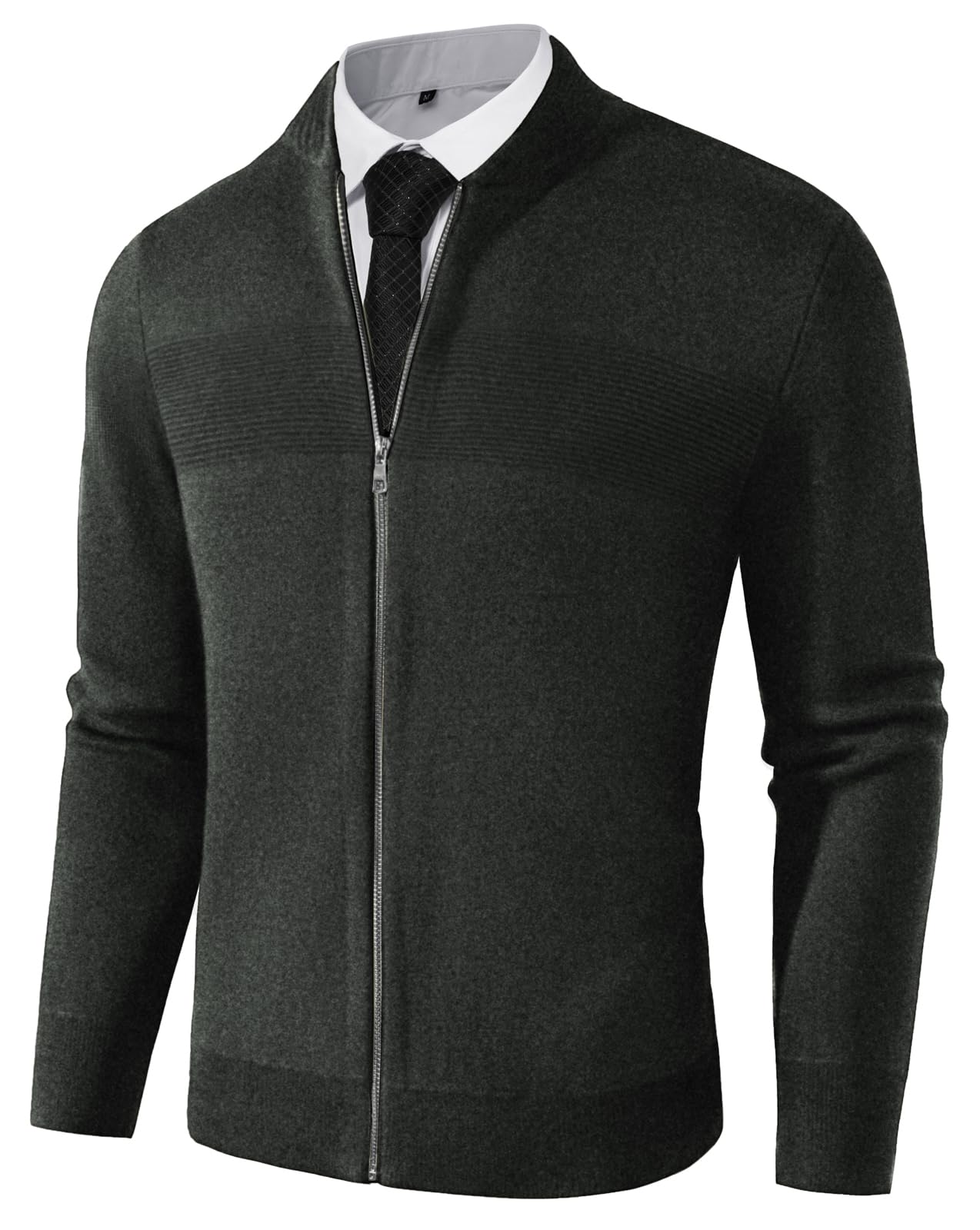 PJ PAUL JONES Men's Full Zip Cardigan Sweater - Stand Collar Regular Fit Knit Pullover for Casual Wear & Office Outfits