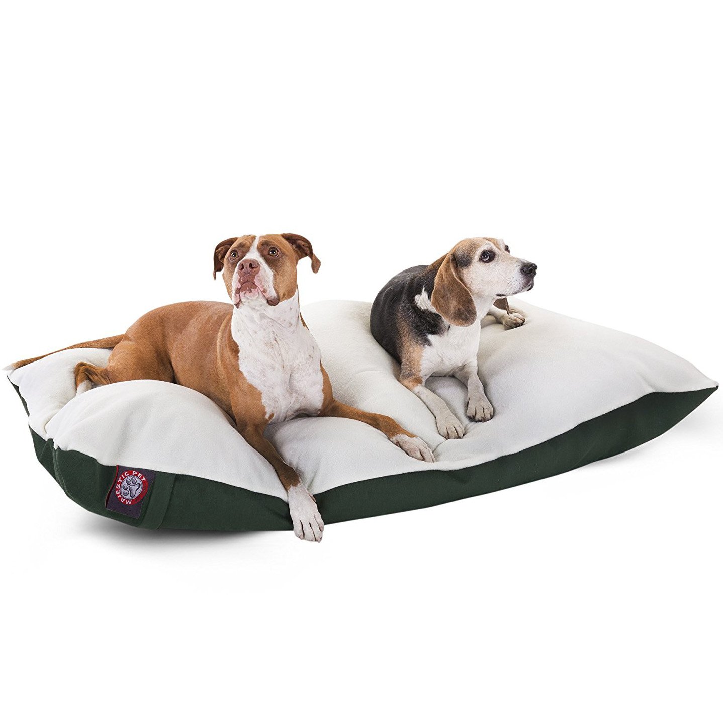 Majestic Pet X-Large Washable Dog Bed with Removable Cover - 42x60 Inch Orthopedic Crate Bed for Large Breed Dogs - Green Plush Kennel Sleeping Pad for Home, Office & Travel Use