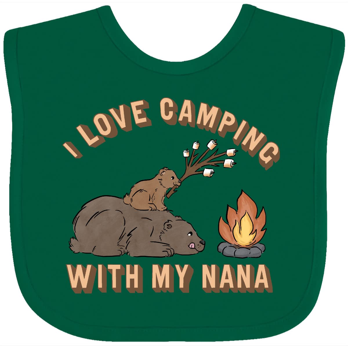 Inktastic I Love Camping with My Nana Baby Bib - Adorable & Absorbent Infant Feeding Bib for Outdoor Adventures, Family Camping Trips & Grandma Bonding Moments