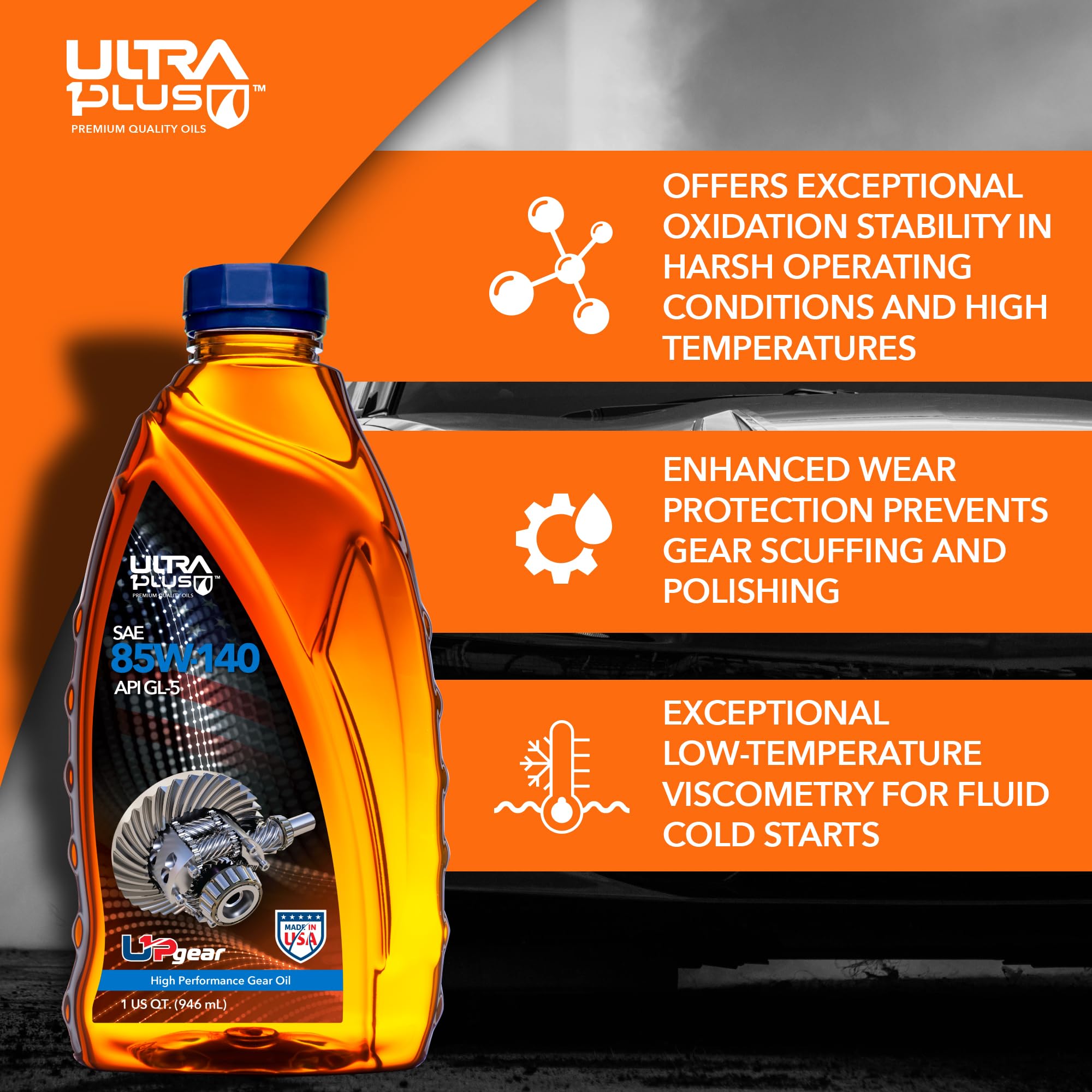 SAE 85W-140 Conventional Gear Oil - API GL-5 Certified - Heavy Duty Gear Lubricant for Trucks, SUVs & Off-Road Vehicles - Ideal for High-Stress Differential & Transmission Applications