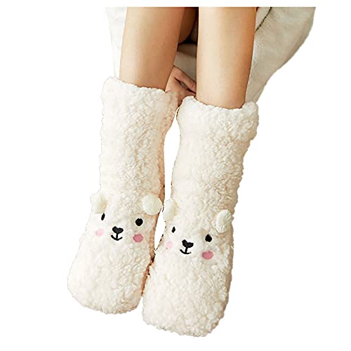 Men's & Women's Non-Slip Thick Warm Tennis Socks - Cartoon Design Cozy Sleeping Slipper Socks for Indoor Floor Use