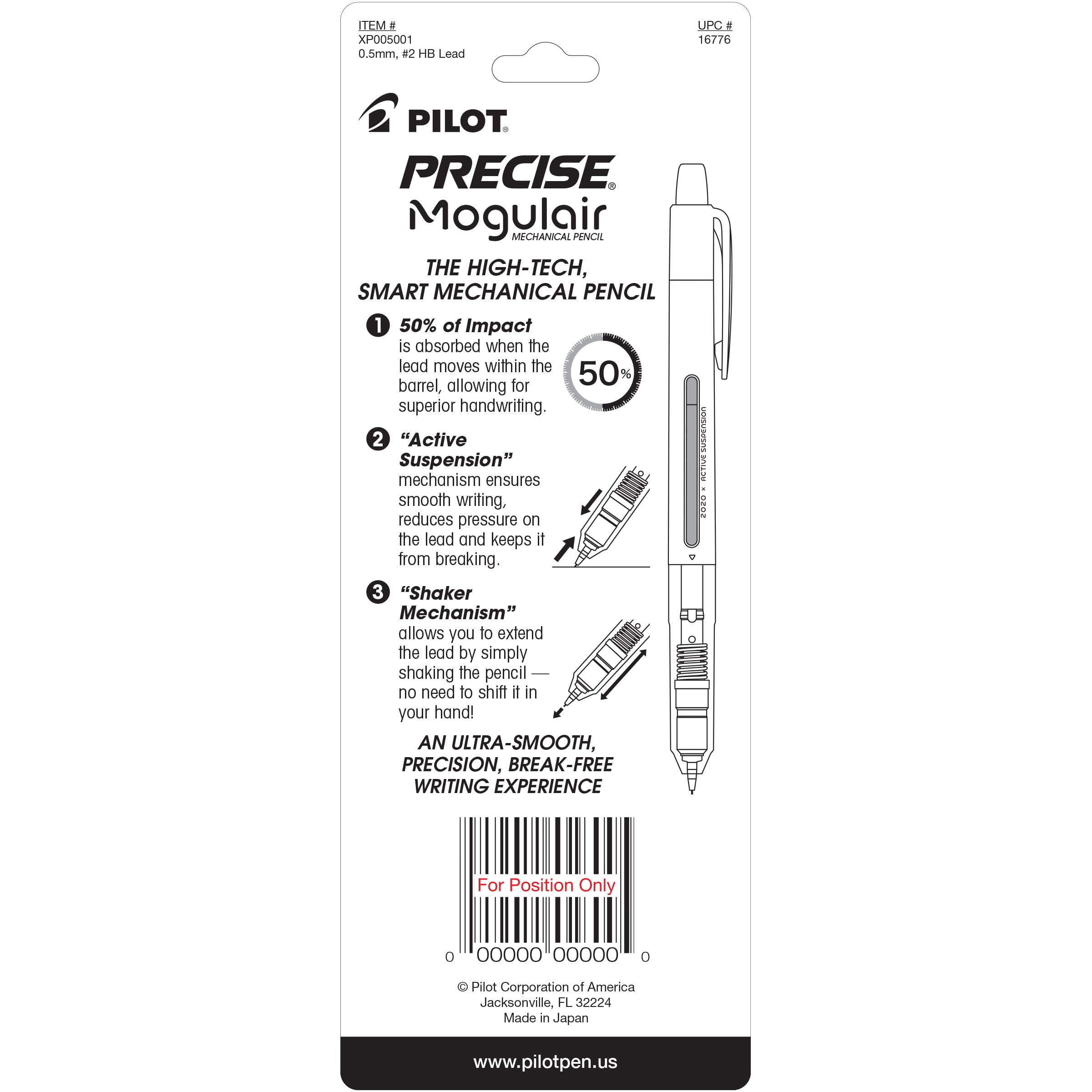 Premium Pilot Mogulair 0.5mm Mechanical Pencils - 2 Pack for Writing & Sketching