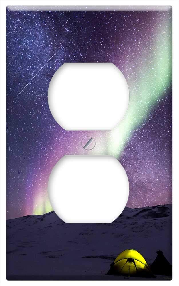 Aurora Night Light Switch Plate Cover - Northern Lights Snow Polar Nature Design for Home Decor & Kids Bedroom