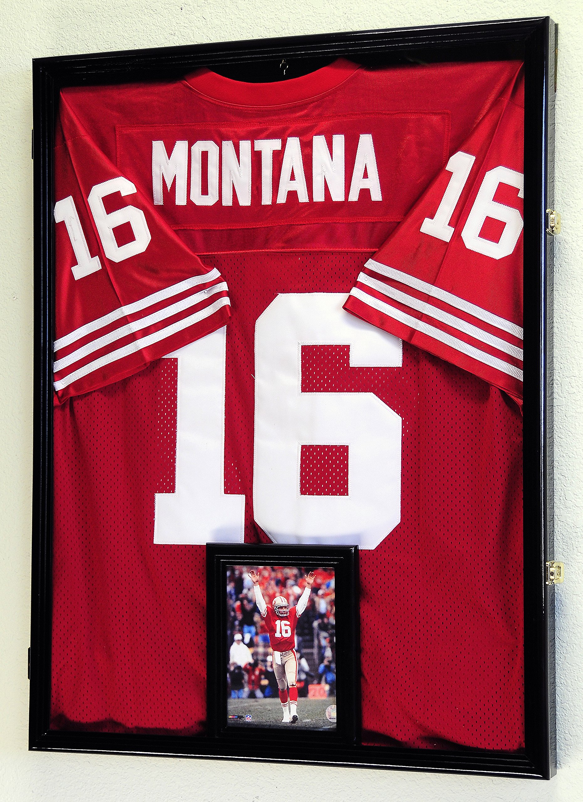 Premium Baseball Jersey Display Case with 98% UV Protection - Walnut Finish for Sports Memorabilia Collection & Home Decor