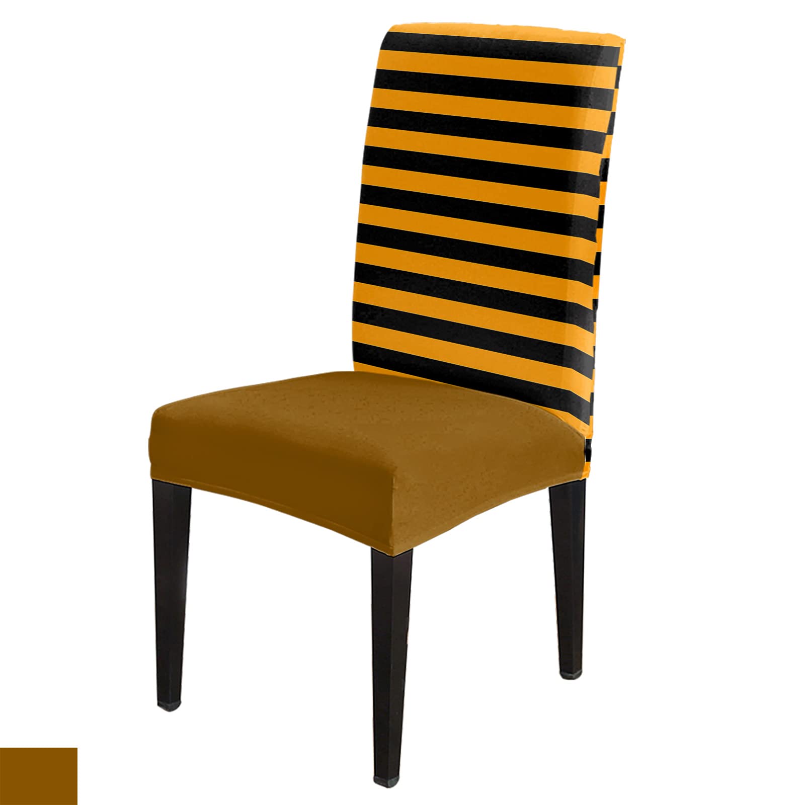 Halloween Orange Black Striped Stretch Dining Chair Covers - Modern Geometric Slipcovers for Kitchen, Wedding & Ceremony - Washable & Removable Chair Protectors (Set of 8) | Perfect for Halloween Decor, Dinner Parties & Home Dining