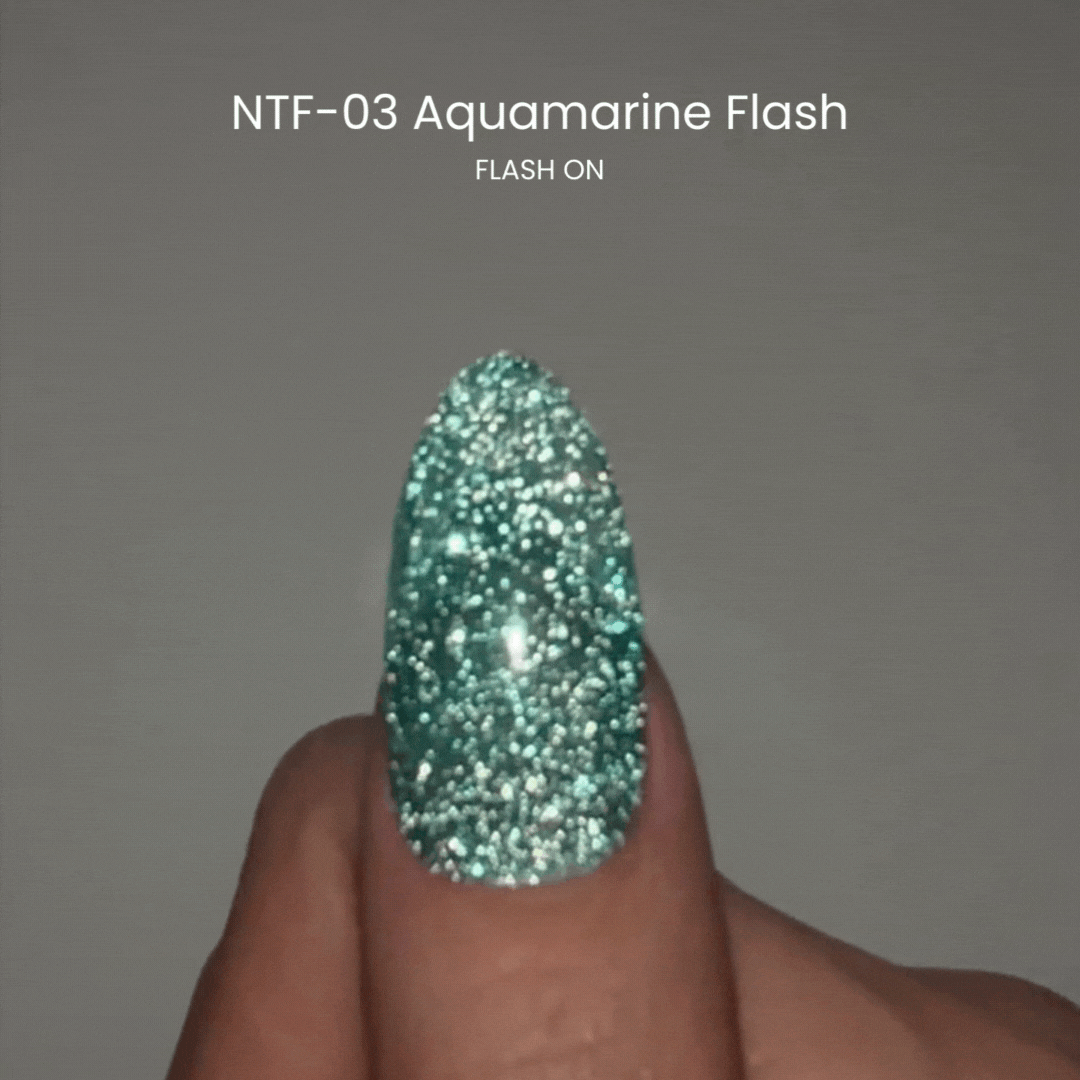 Nail Thoughts NTF 03 Aquamarine Flash Nail Polish - Long Lasting Gel Polish for Manicures & Pedicures - Perfect for Spring Nail Art & Special Occasions