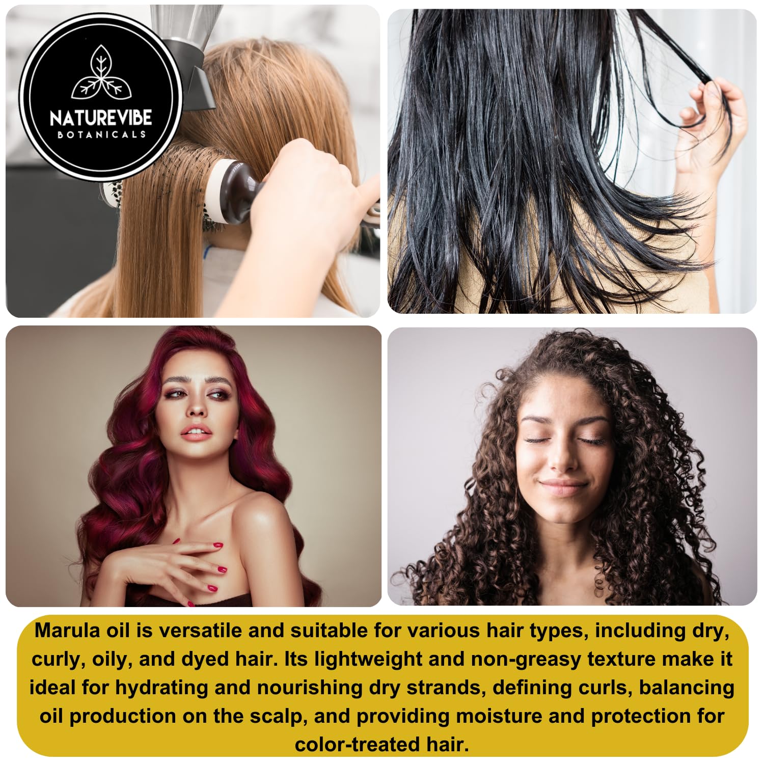 Naturevibe Botanicals Organic Marula Oil & Black Seed Oil Combo - 32oz Each | Cold-Pressed, Unrefined for Hair, Skin & Face Care | Perfect for DIY Beauty, Massage & Aromatherapy