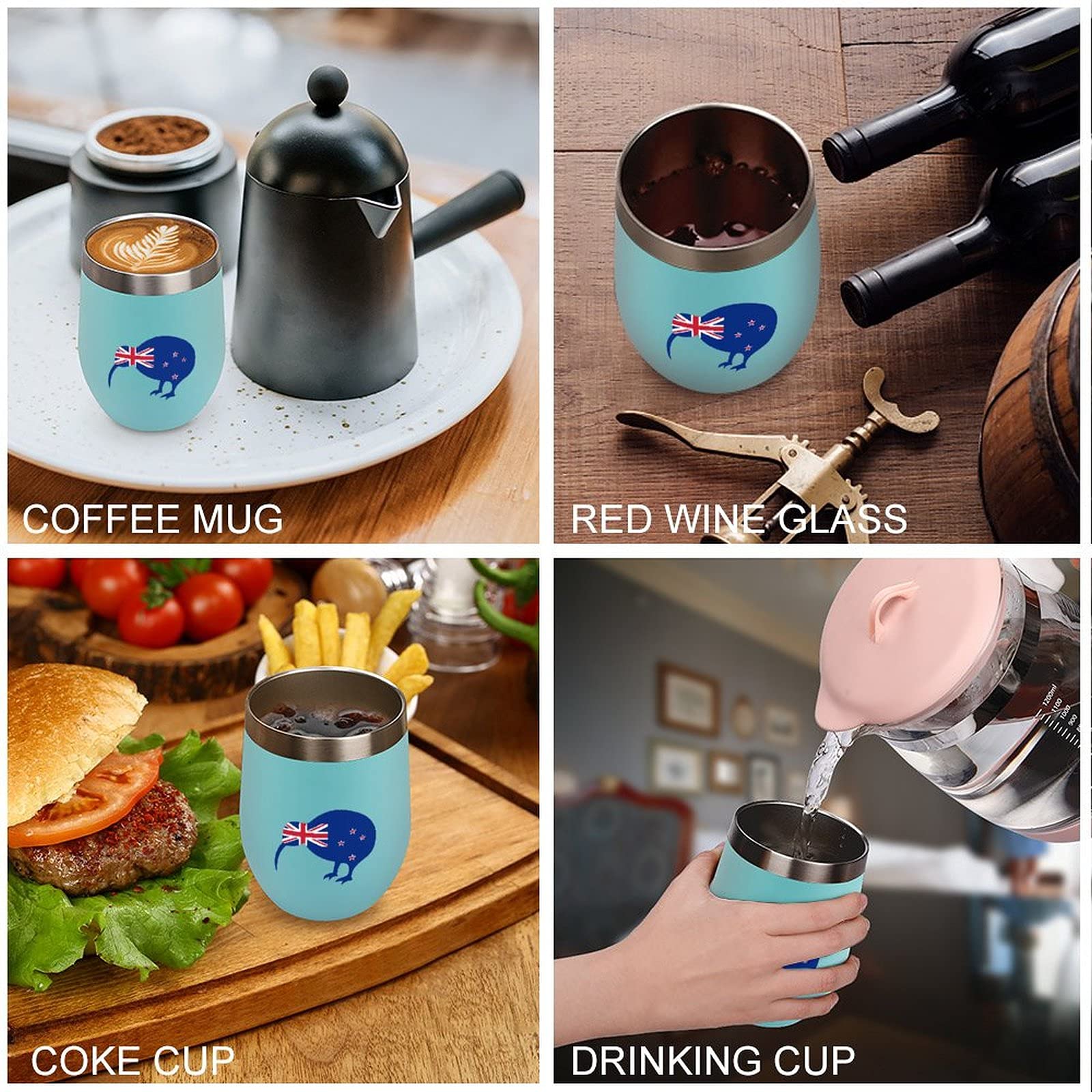 Stainless Steel Kiwi Bird Wine Tumbler - Vacuum Insulated Travel Mug for Coffee & Wine