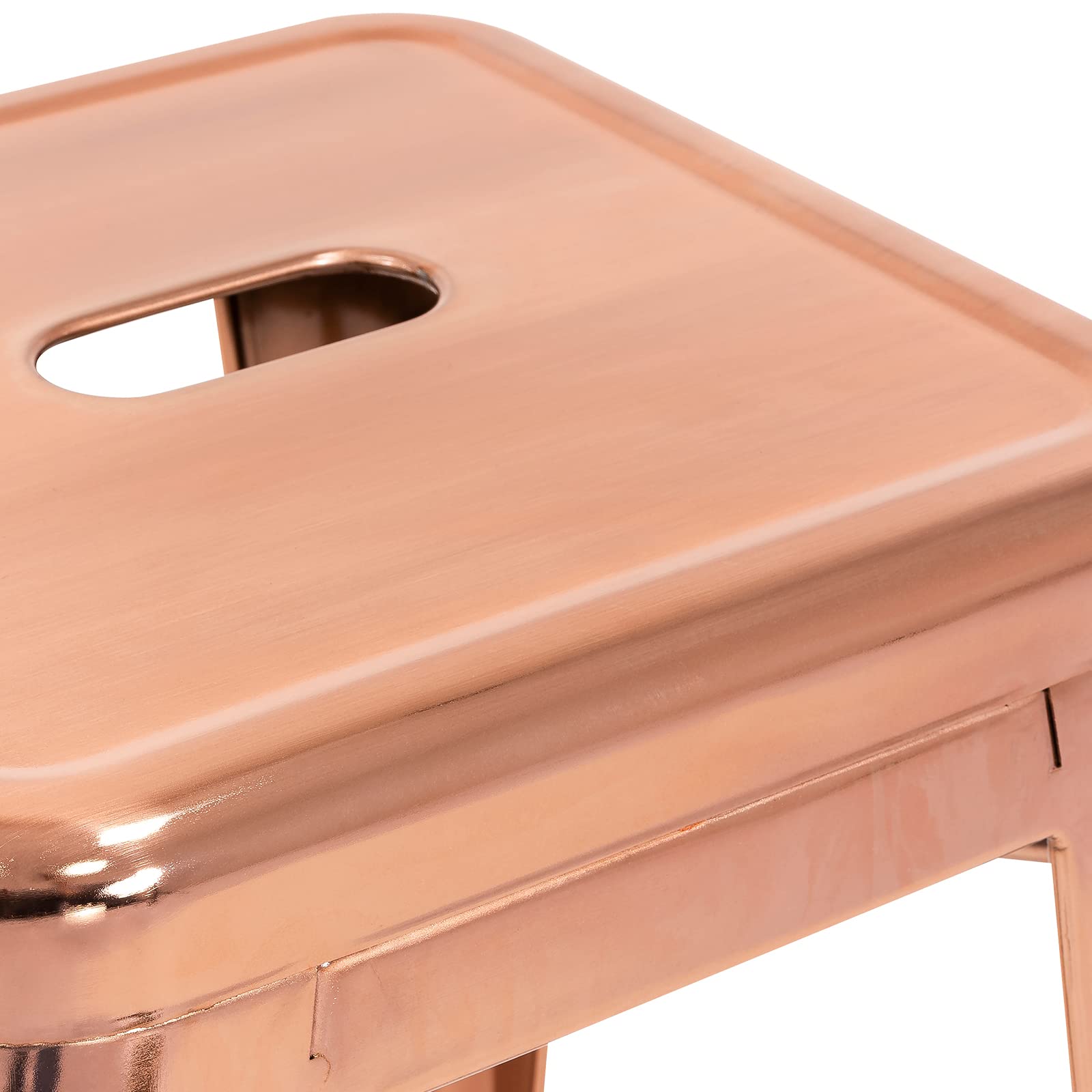 24 Inch Metal Bar Stools Set of 4 - Counter Height Backless Bar Chairs for Kitchen, Dining & Patio - Indoor/Outdoor Use - Modern Rose Gold Stools for Home & Commercial Spaces