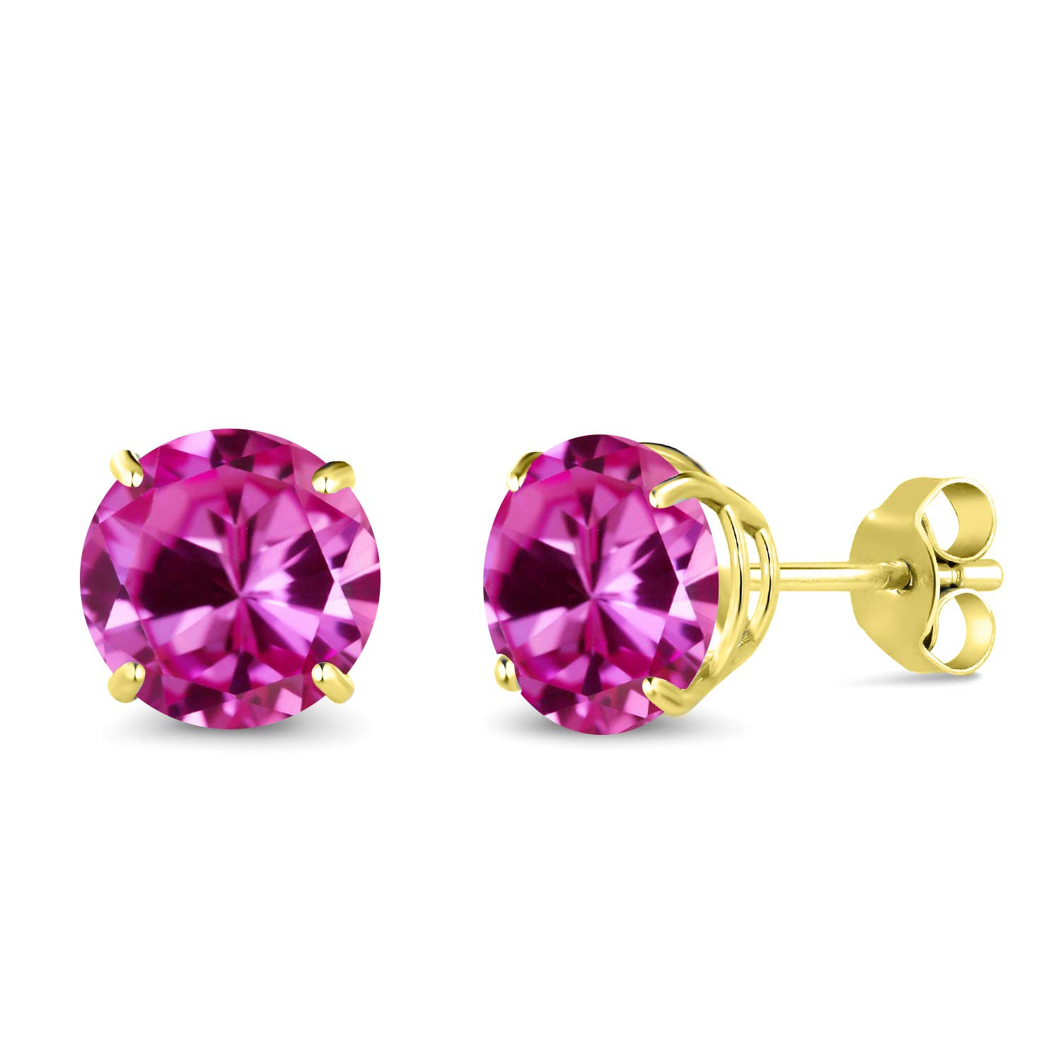 14K Yellow Gold 7MM Round Birthstone Stud Earrings for Women & Men | Gem Stone King | Perfect Gift for Anniversary, Birthday & Special Occasions