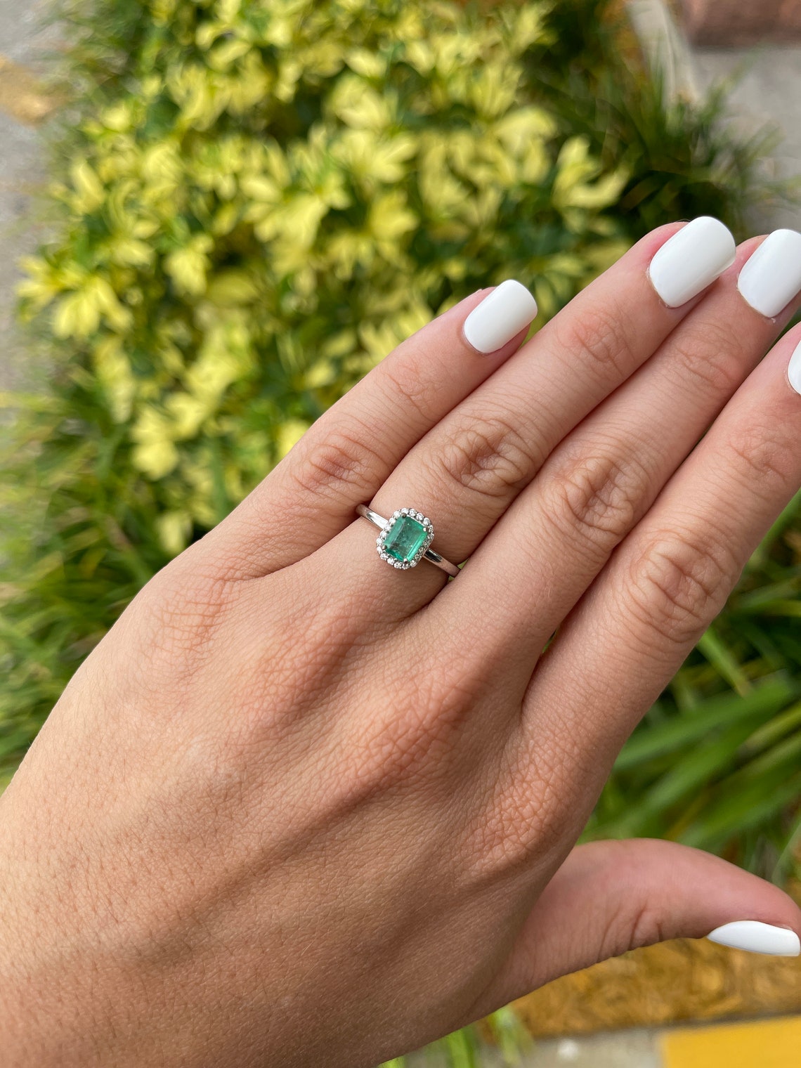 1.21tcw Natural Emerald Cut Diamond Halo Engagement Ring in 14K White Gold - Perfect for Proposals, Anniversaries & Bridal Jewelry