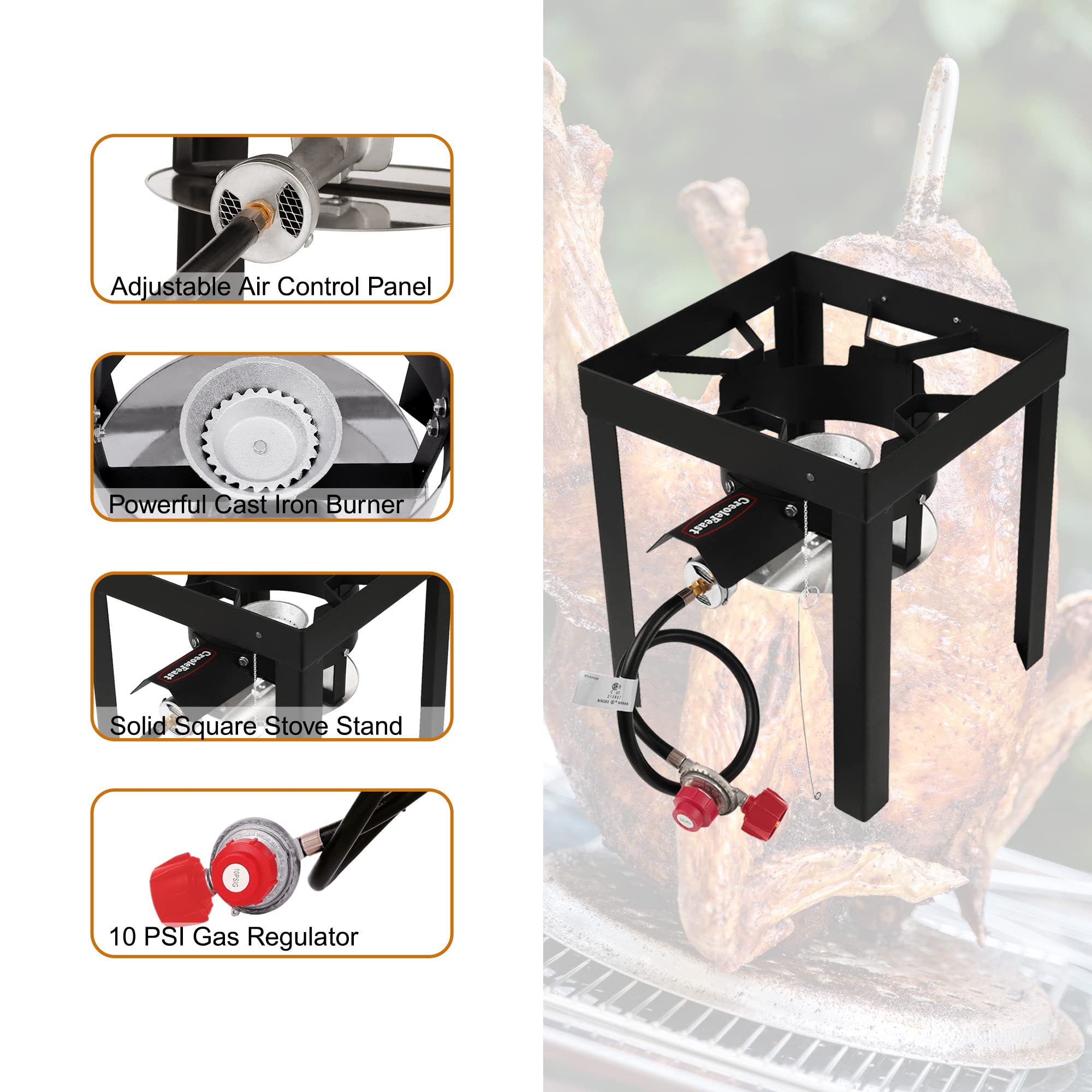 TF30TG Turkey Fryer Set - 50,000 BTU Propane Burner with 30 Qt & 10 Qt Aluminum Pots, Fish Boiler Steamer Kit & Heat-Resistant Gloves - Perfect for Thanksgiving, Outdoor Cooking, Backyard BBQs, and Camping Trips