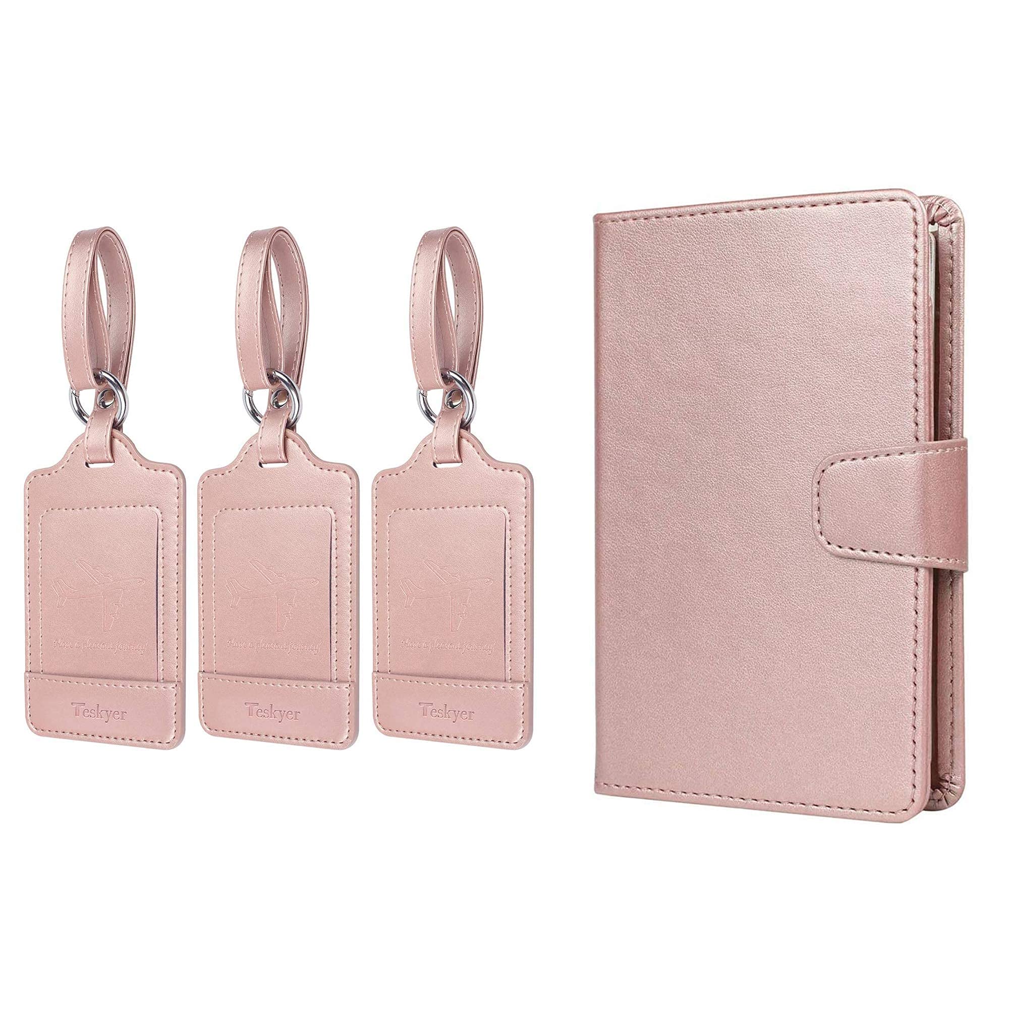 3 Pack Durable Luggage Tags with RFID Blocking Passport Holder - Travel Essentials for Airports, Cruises & Vacations