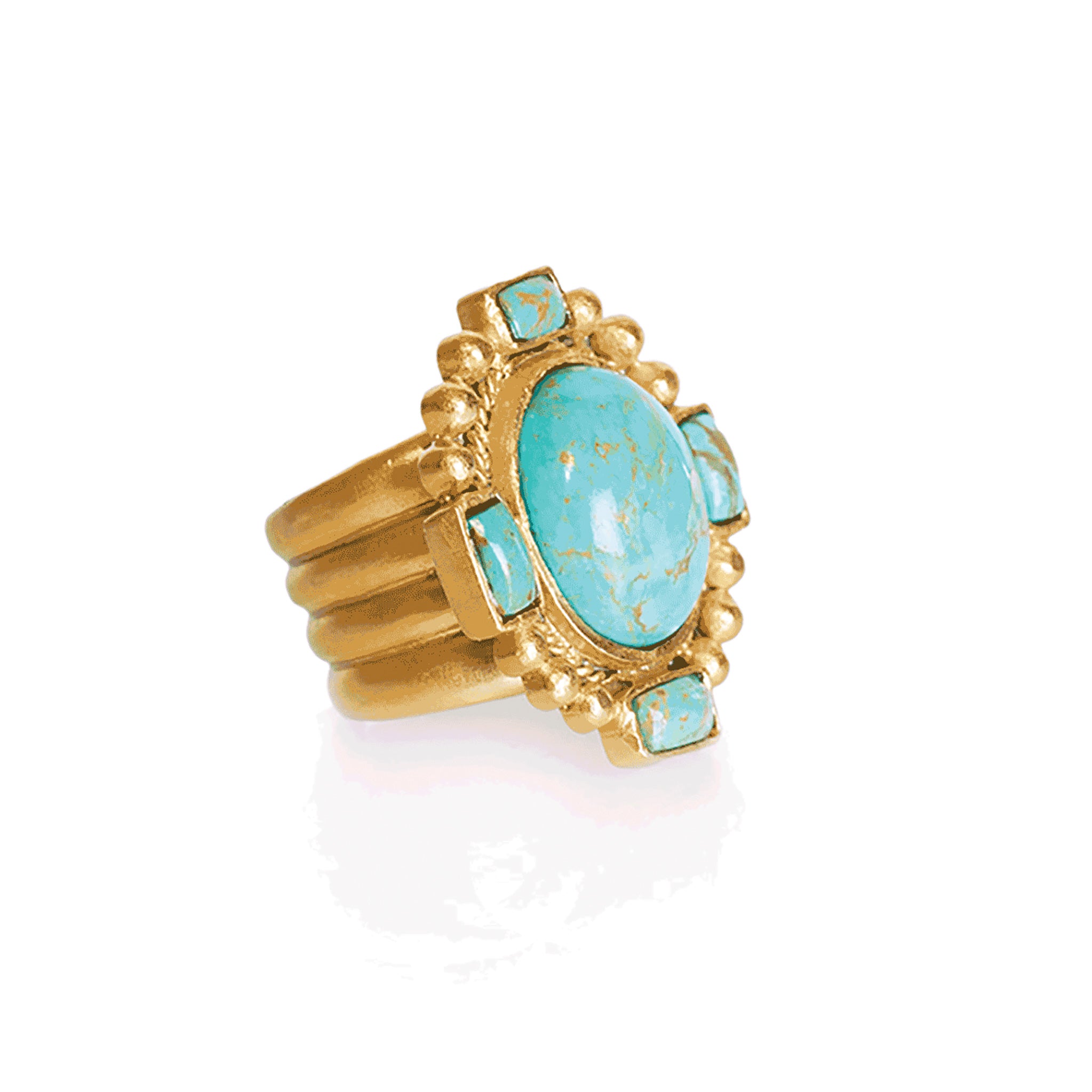 Southwestern Statement Ring with Genuine Turquoise Stone - Perfect for Boho Fashion & Western Style Jewelry