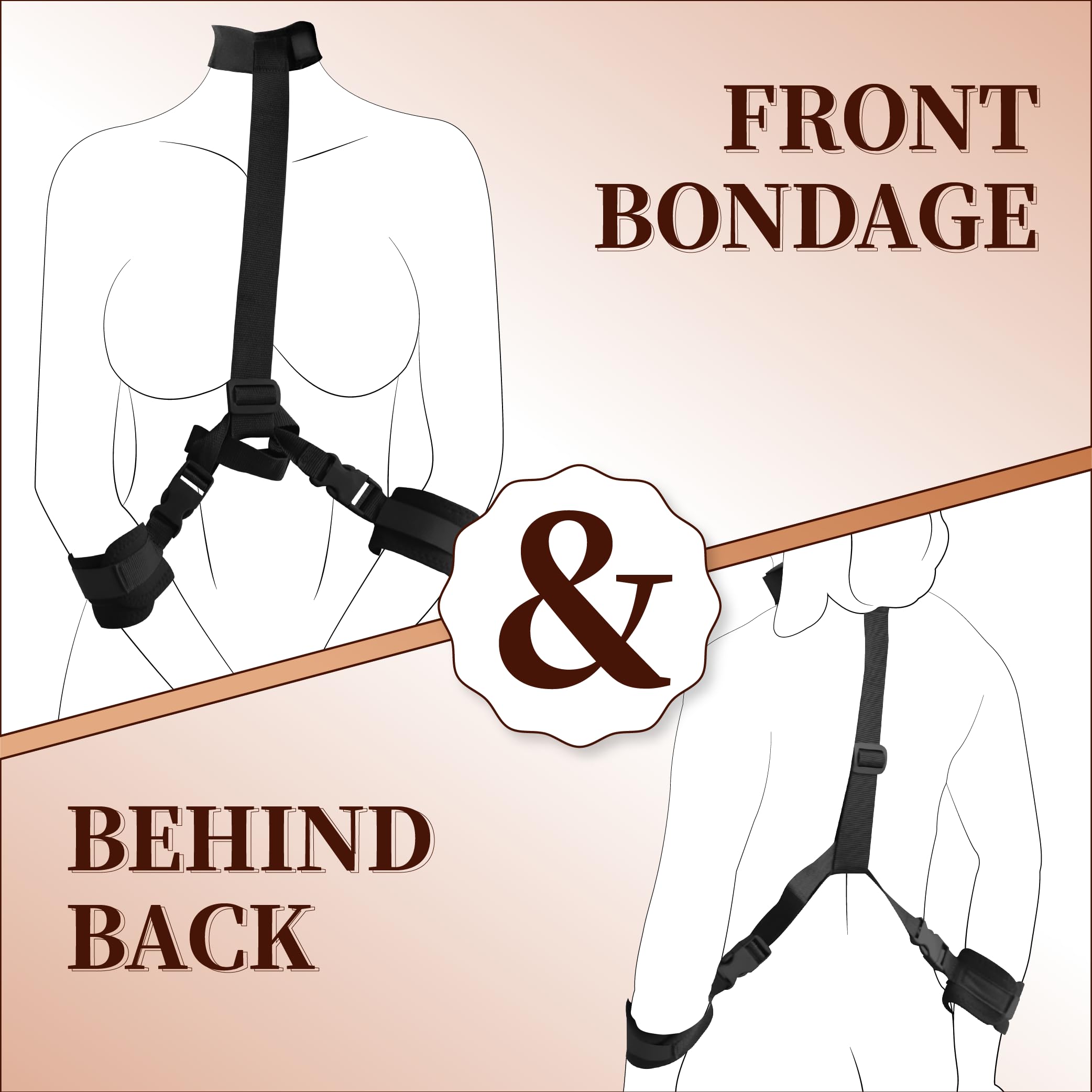BDSM Bondage Restraints Set - Adjustable Wrist & Thigh Cuffs, Neck Restraints, Blindfold & Handcuffs for Couples Play | Sensual Bondage Gear for Adults | Perfect for Bedroom Games, Spicing Up Relationships & BDSM Exploration