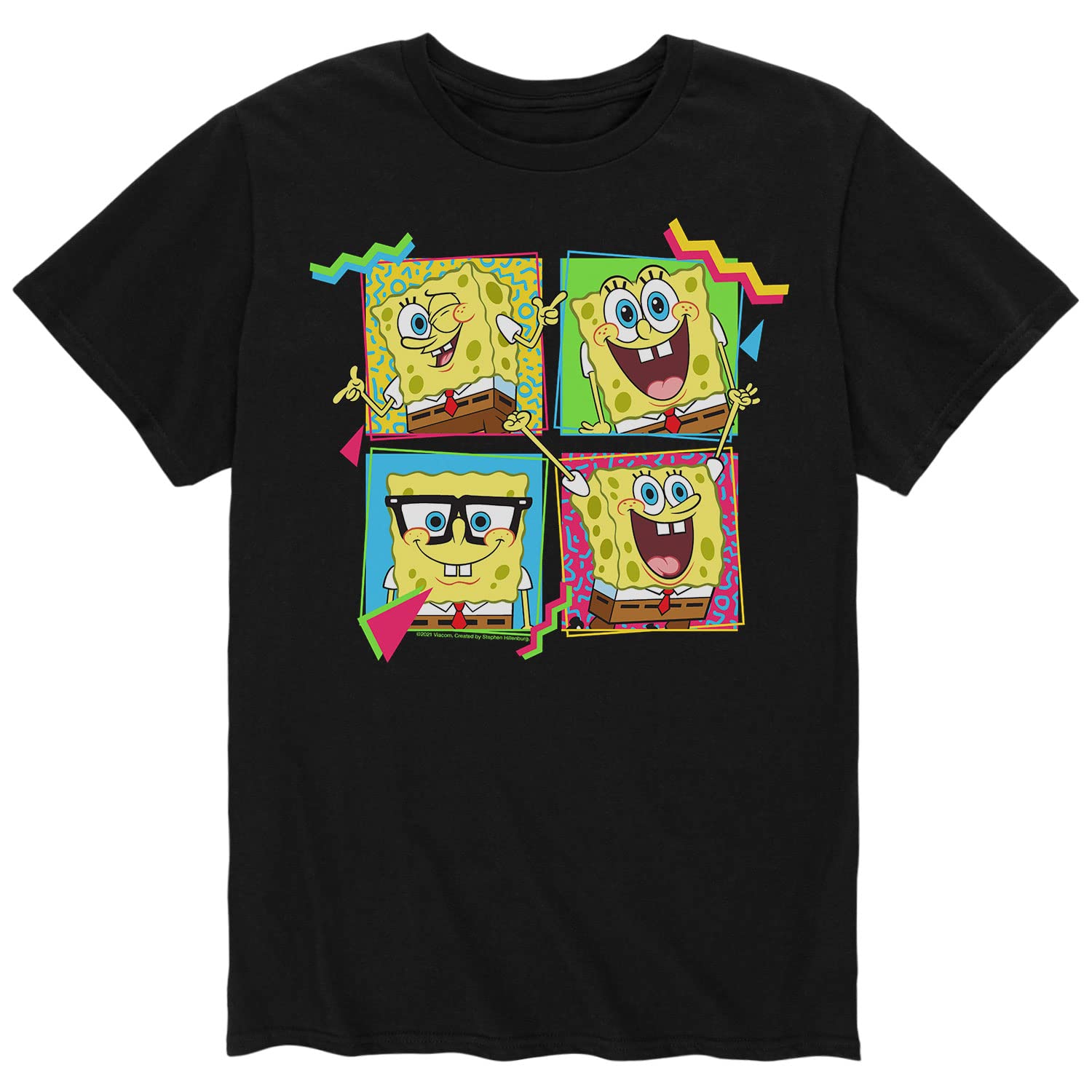 Spongebob Squarepants Emotions Graphic T-Shirt for Men - Soft Cotton Short Sleeve Tee - Funny Cartoon Character Shirt for Casual Wear, Gifts, and Everyday Outfits