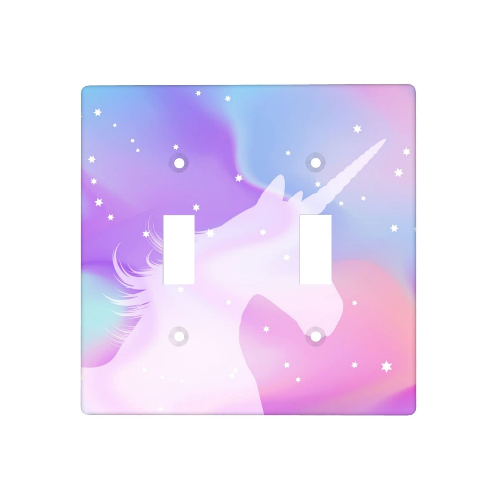 Pink Unicorn Light Switch Cover - Decorative Double Toggle Wall Plate for Home & Kitchen Decor - 2 Gang Switch Plate - Perfect for Kids' Rooms, Nursery, and Playroom Decorations