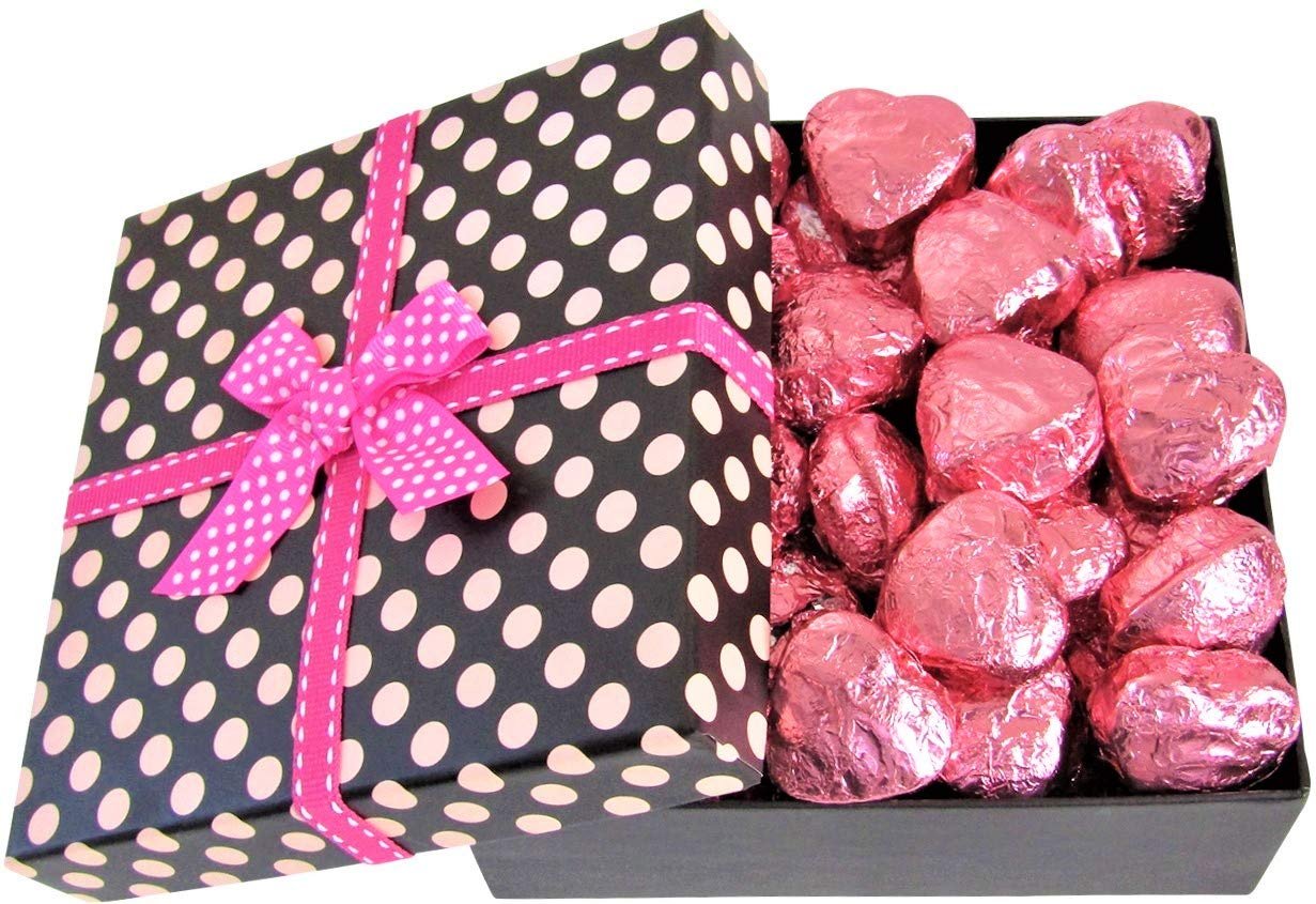 Valentine's Chocolate Raspberry Cremes Hearts Polka Dot Gift Box - Sweet Valentine's Day Gift for Her/Him - Perfect for Romantic Dates & Anniversary Surprises