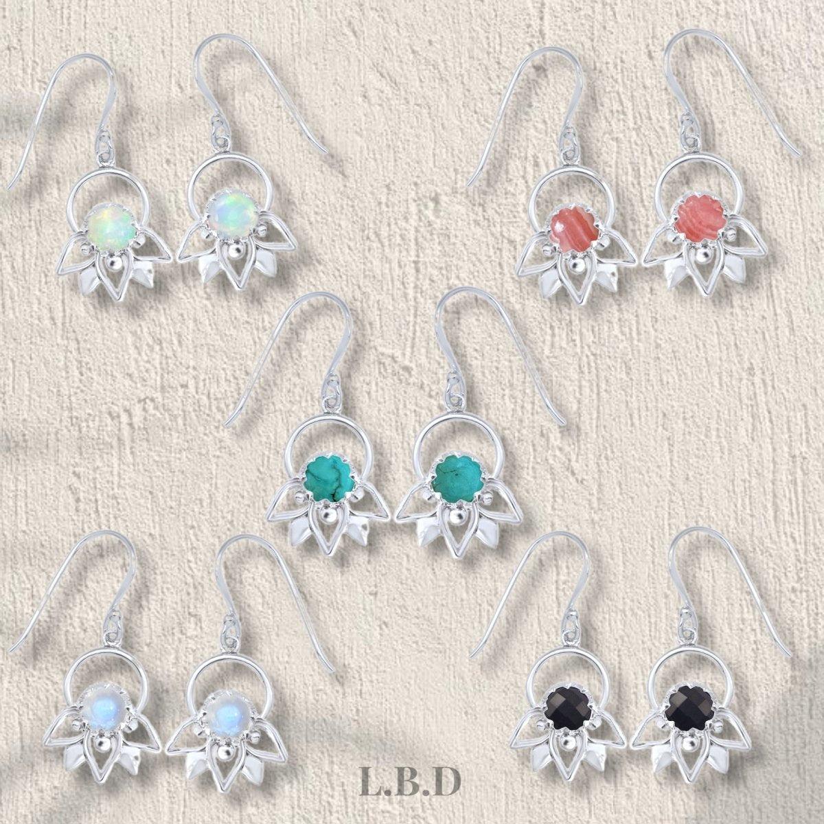 Laihas Inflorescence Rhodochrosite Stud Earrings - Handmade Gemstone Jewelry for Women - Perfect for Weddings, Parties & Special Occasions