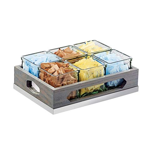 Ashwood Collection - 6 Glass Jars Display Stand with Mirror Metal Base - 12.75