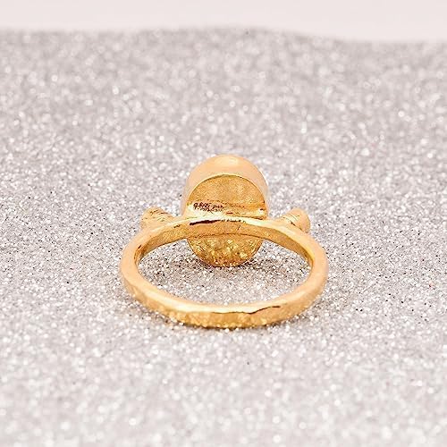 Elegant Pink Quartz Ring for Women - 925 Sterling Silver Oval Rose Quartz Jewelry with 24K Gold Plating | Perfect for Valentine's Day, Anniversary Gifts & Everyday Wear